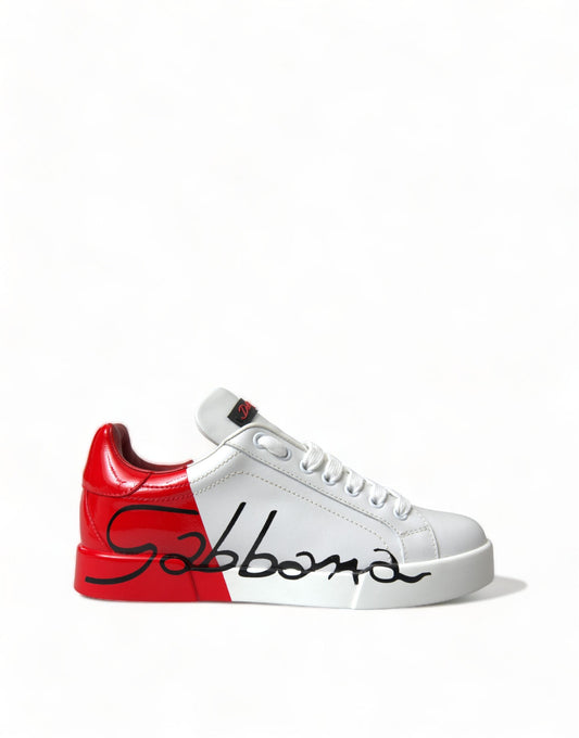 Dolce & Gabbana White Red Lace Up Women Sneakers | Fashionsarah.com