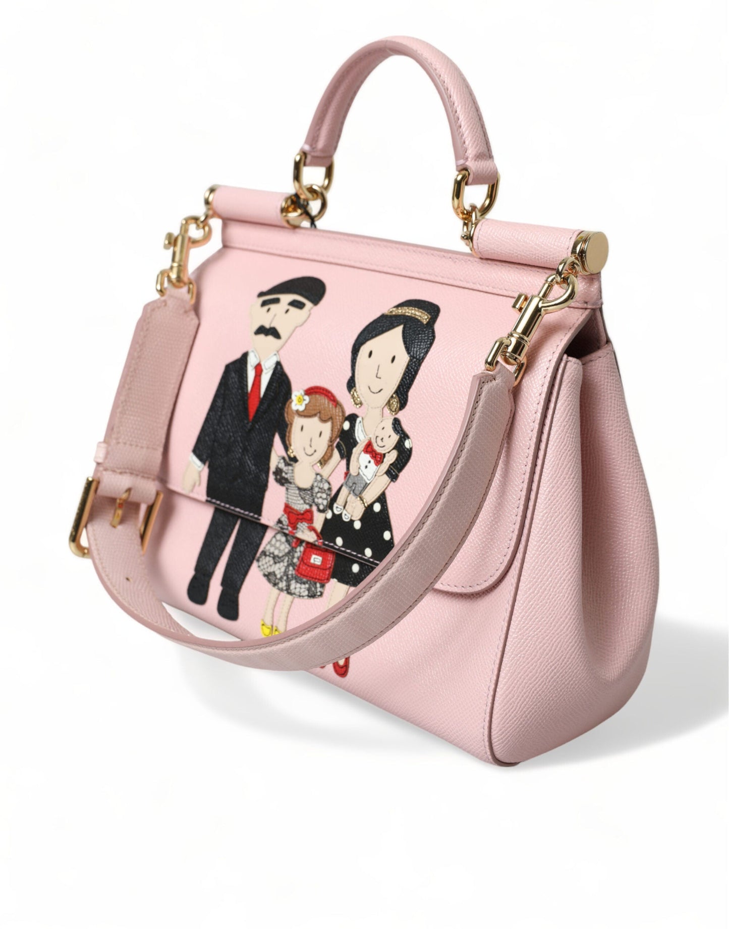 Fashionsarah.com Fashionsarah.com Dolce & Gabbana Chic Pink Sicily Leather Shoulder Bag