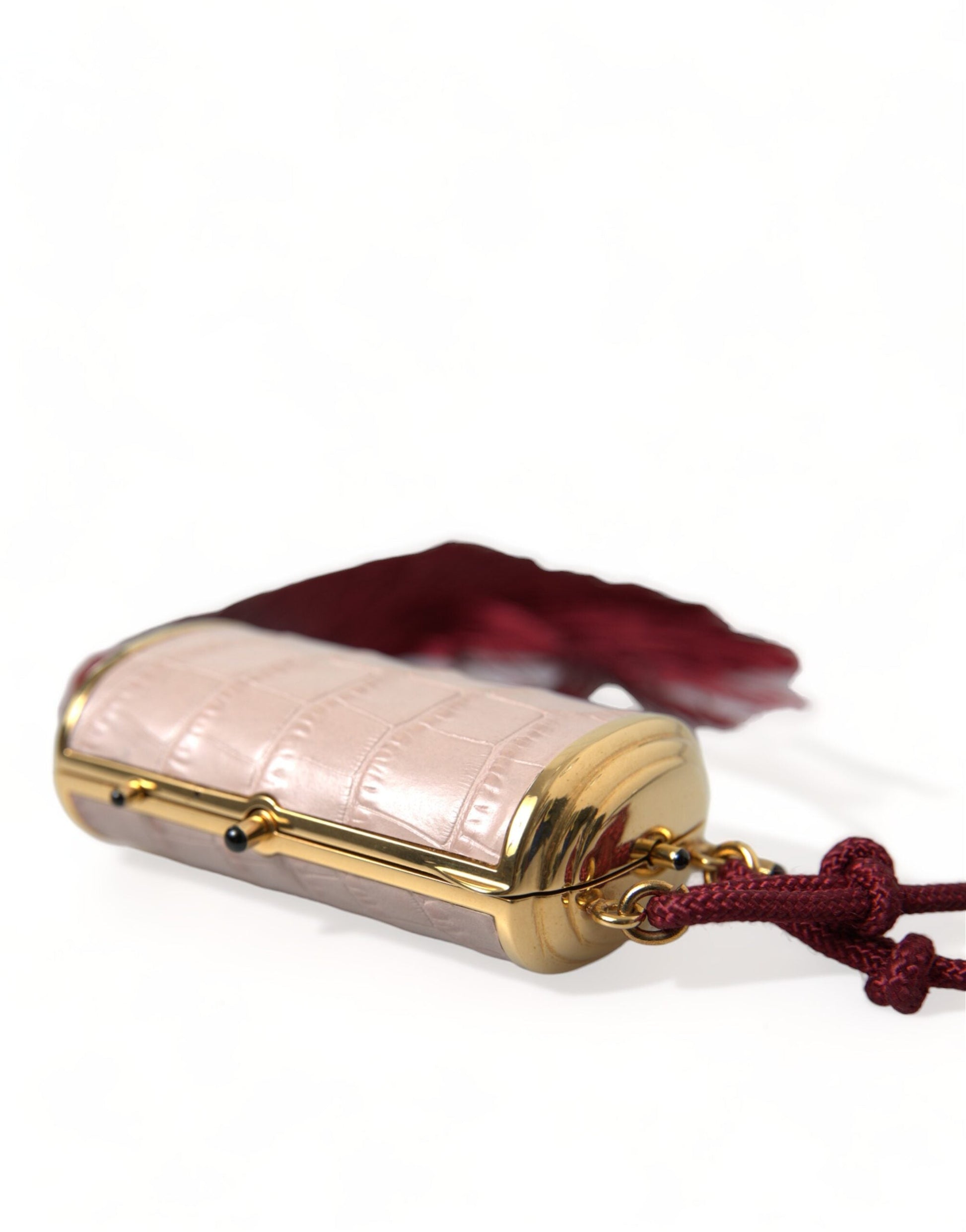 Dolce & Gabbana Pink Exotic Leather Mini Mirror Tassel Makeup Bag | Fashionsarah.com