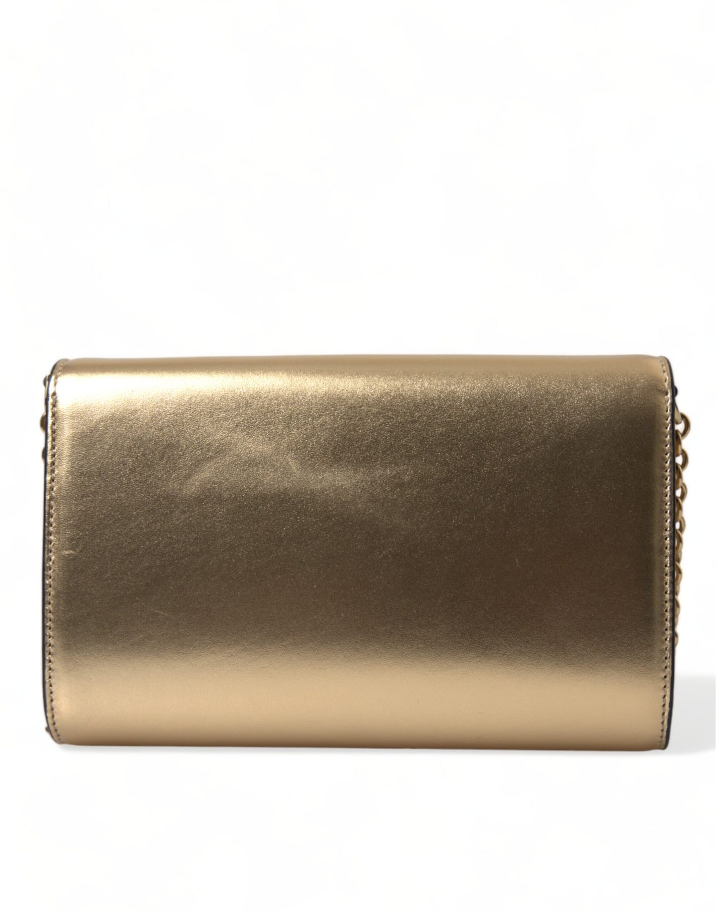 Dolce & Gabbana Elegant Metallic Gold Leather Crossbody Purse | Fashionsarah.com