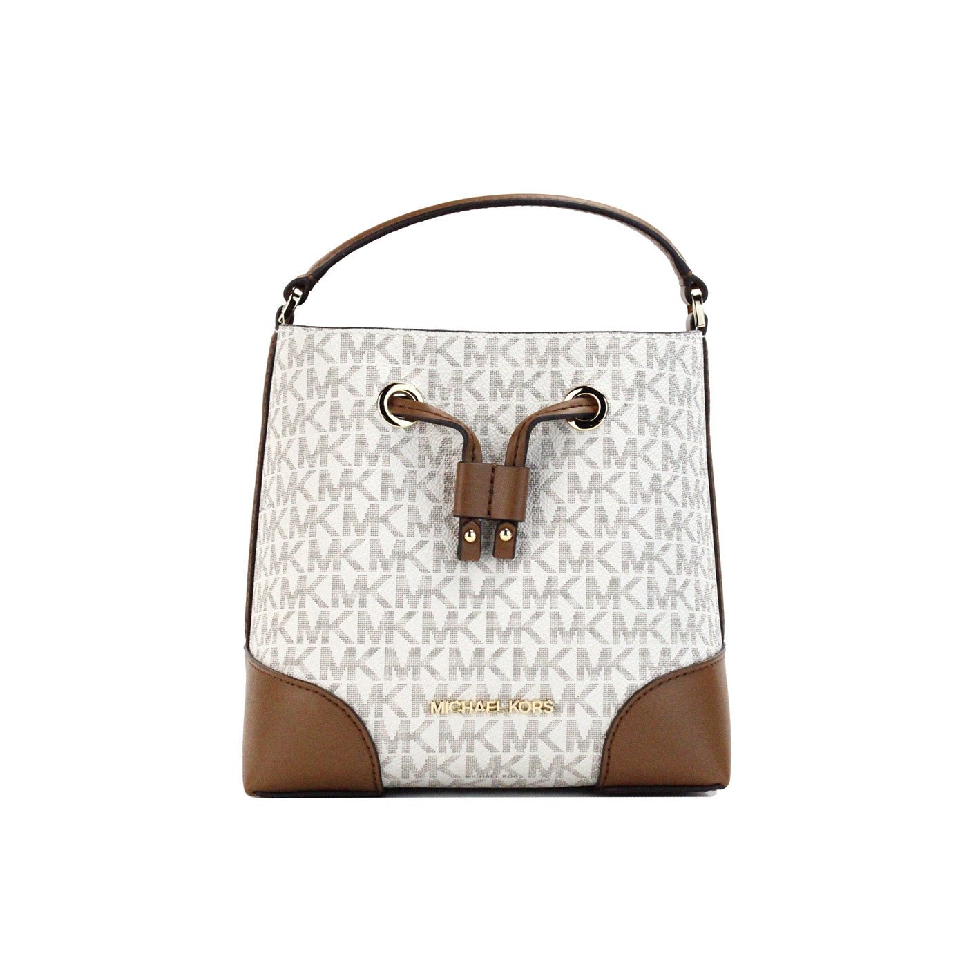 Michael Kors Mercer Small Vanilla Signature Leather Bucket Crossbody Bag | Fashionsarah.com