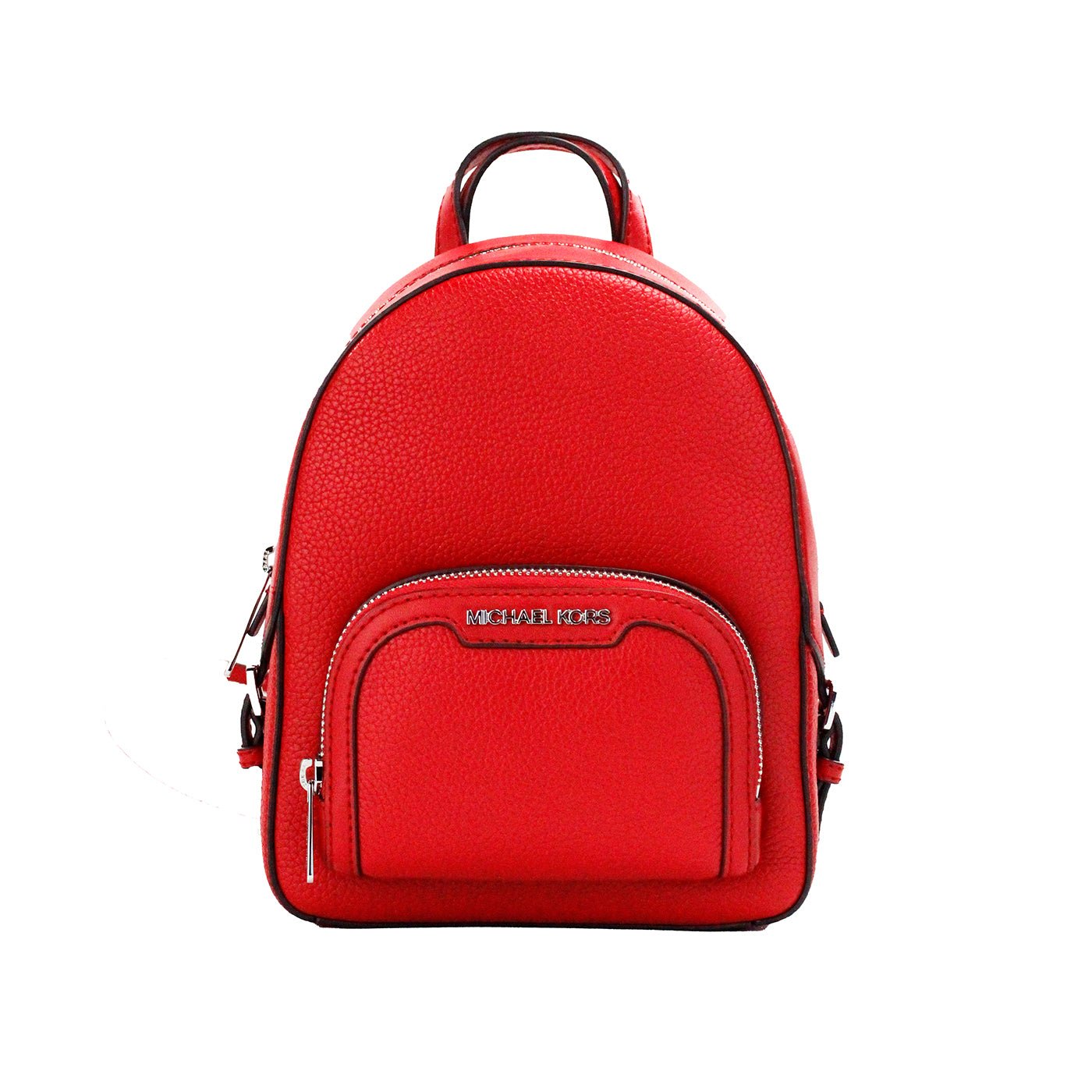 Michael Kors Jaycee Mini XS Bright Red Pebbled Leather Zip Pocket Backpack Bag | Fashionsarah.com