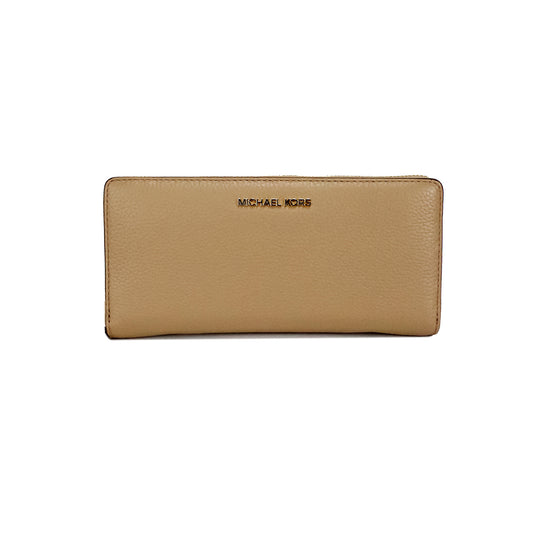 Michael Kors Jet Set Travel Large Camel Leather Continental Wristlet Wallet | Fashionsarah.com