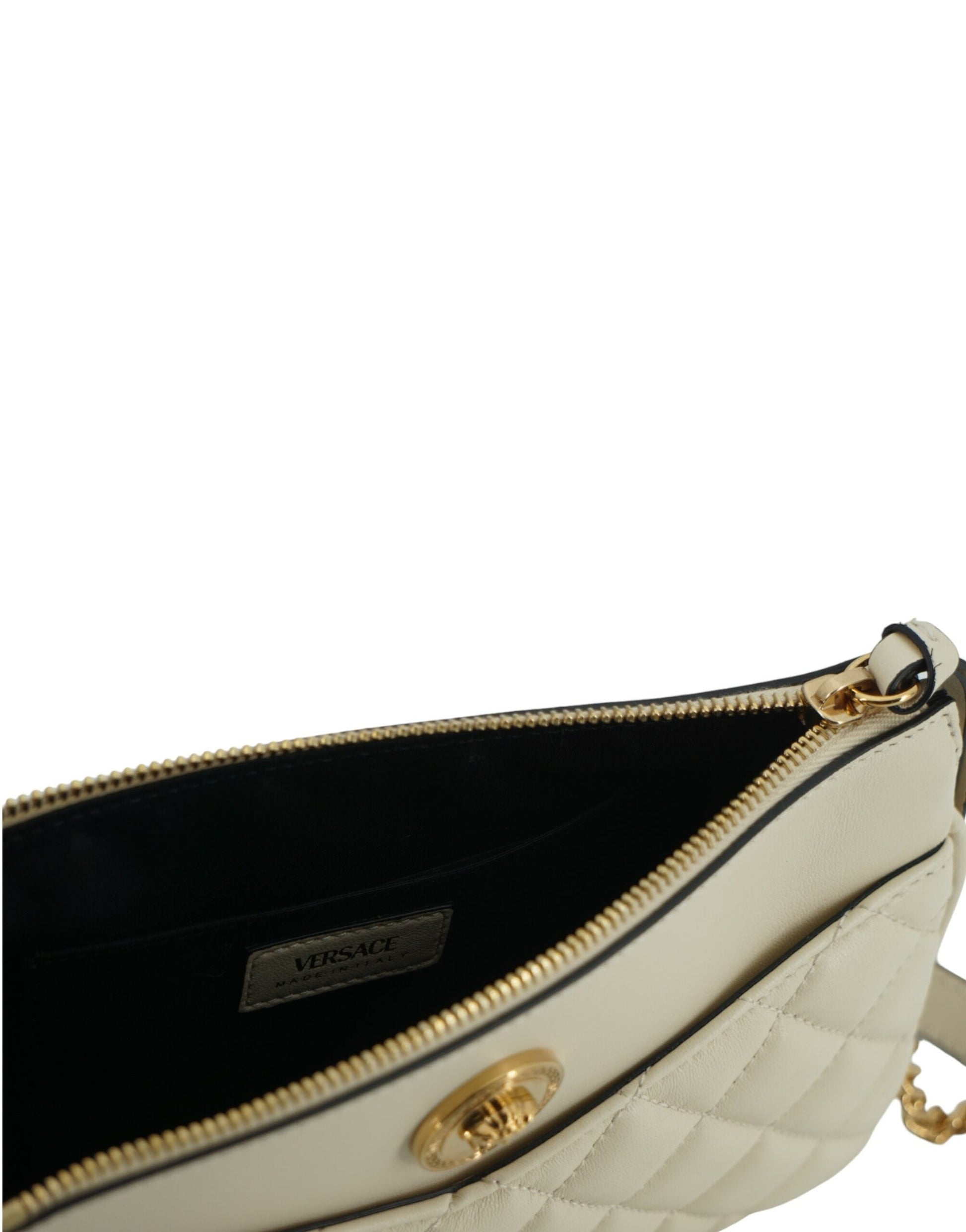 Versace White Lamb Leather Pouch Crossbody Bag | Fashionsarah.com