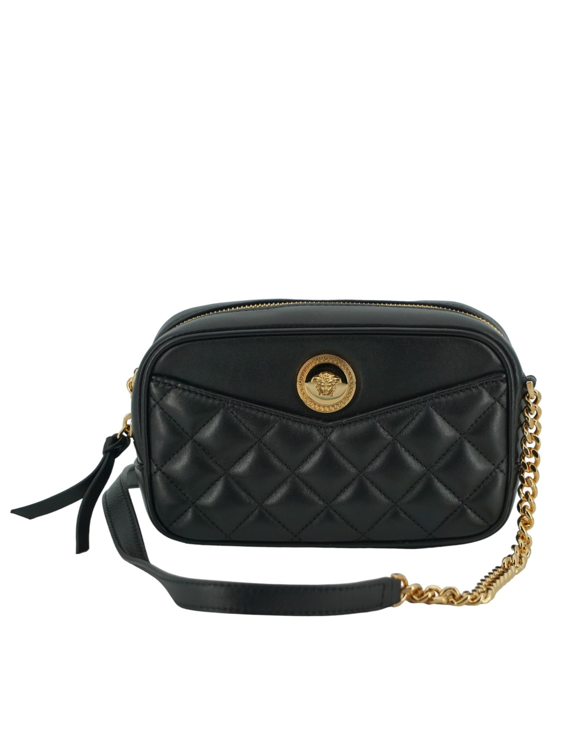 Versace Elegant Small Black Leather Crossbody Bag | Fashionsarah.com