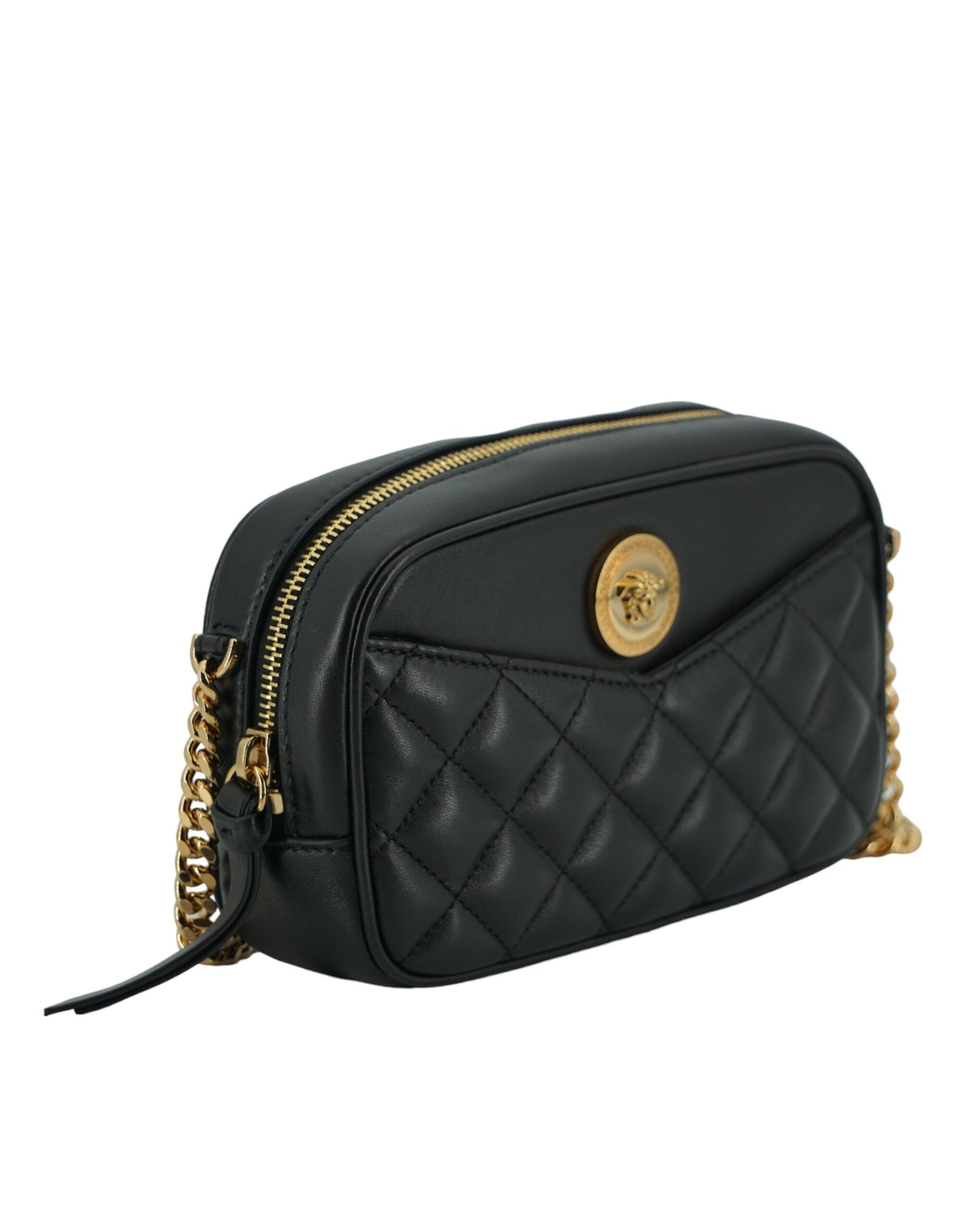 Versace Elegant Small Black Leather Crossbody Bag | Fashionsarah.com