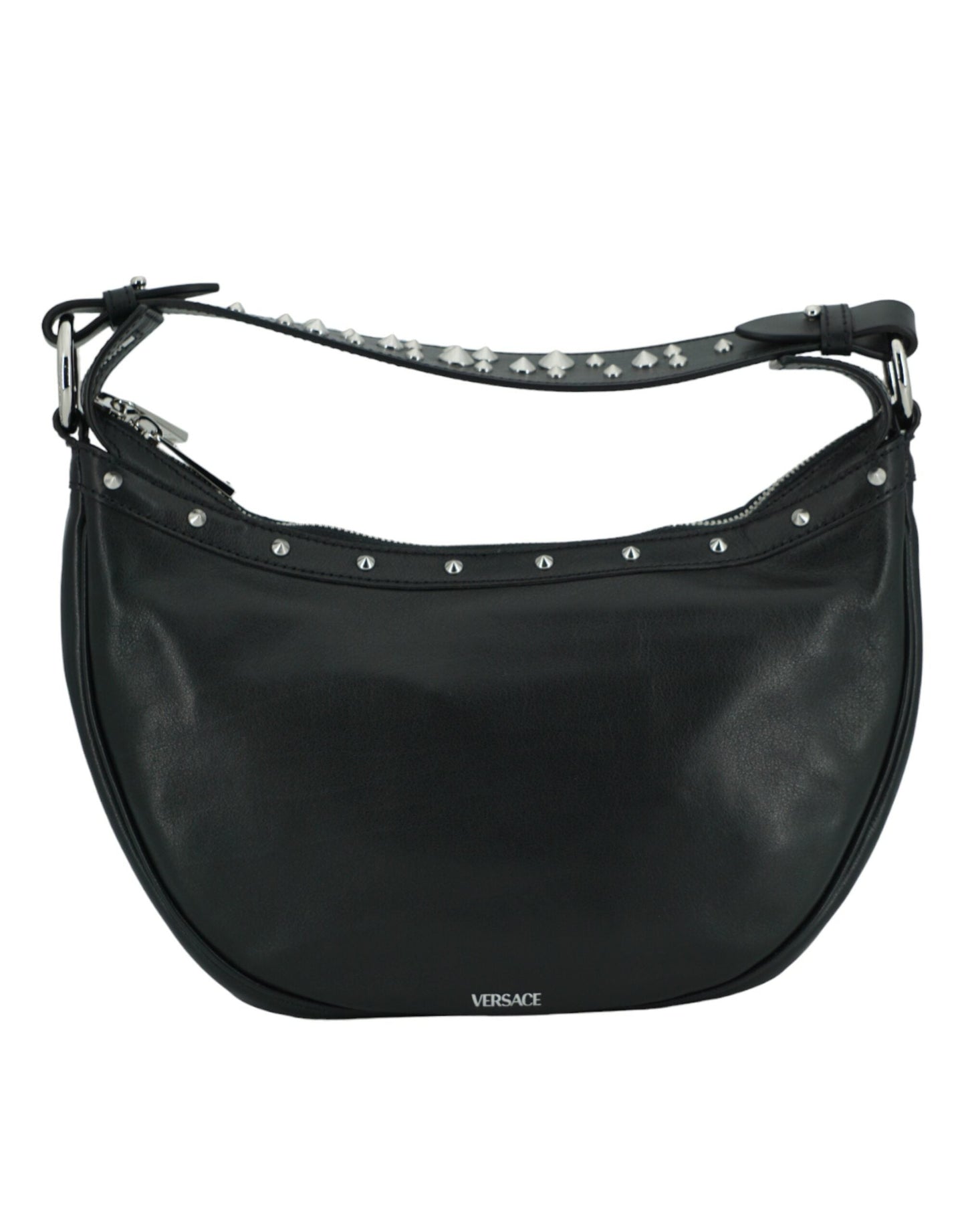 Versace Black Leather Small Hobo Shoulder Bag | Fashionsarah.com