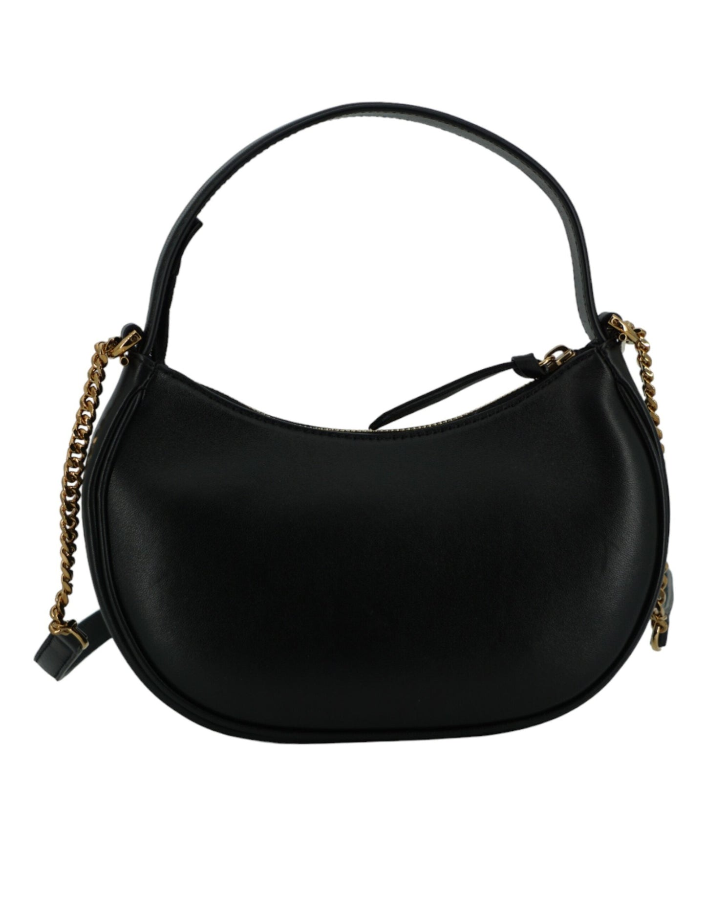 Versace Black Leather Half Moon Shoulder Bag | Fashionsarah.com