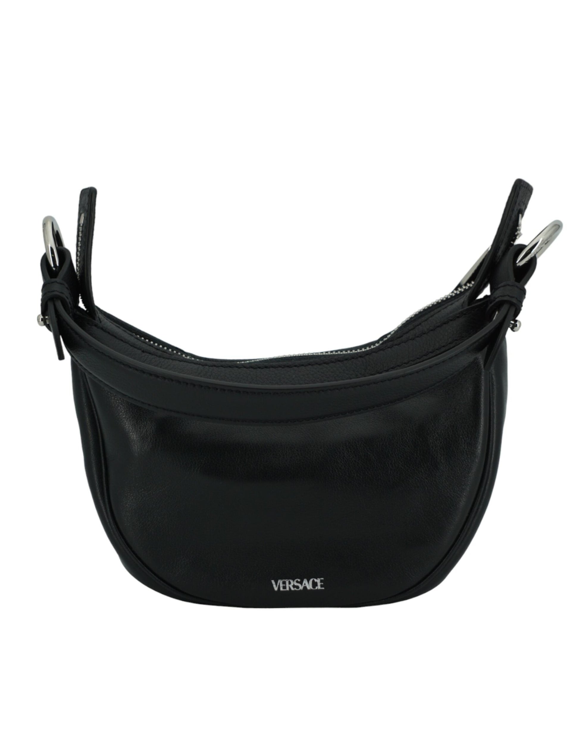 Versace Black Leather Hobo Mini Shoulder Bag | Fashionsarah.com