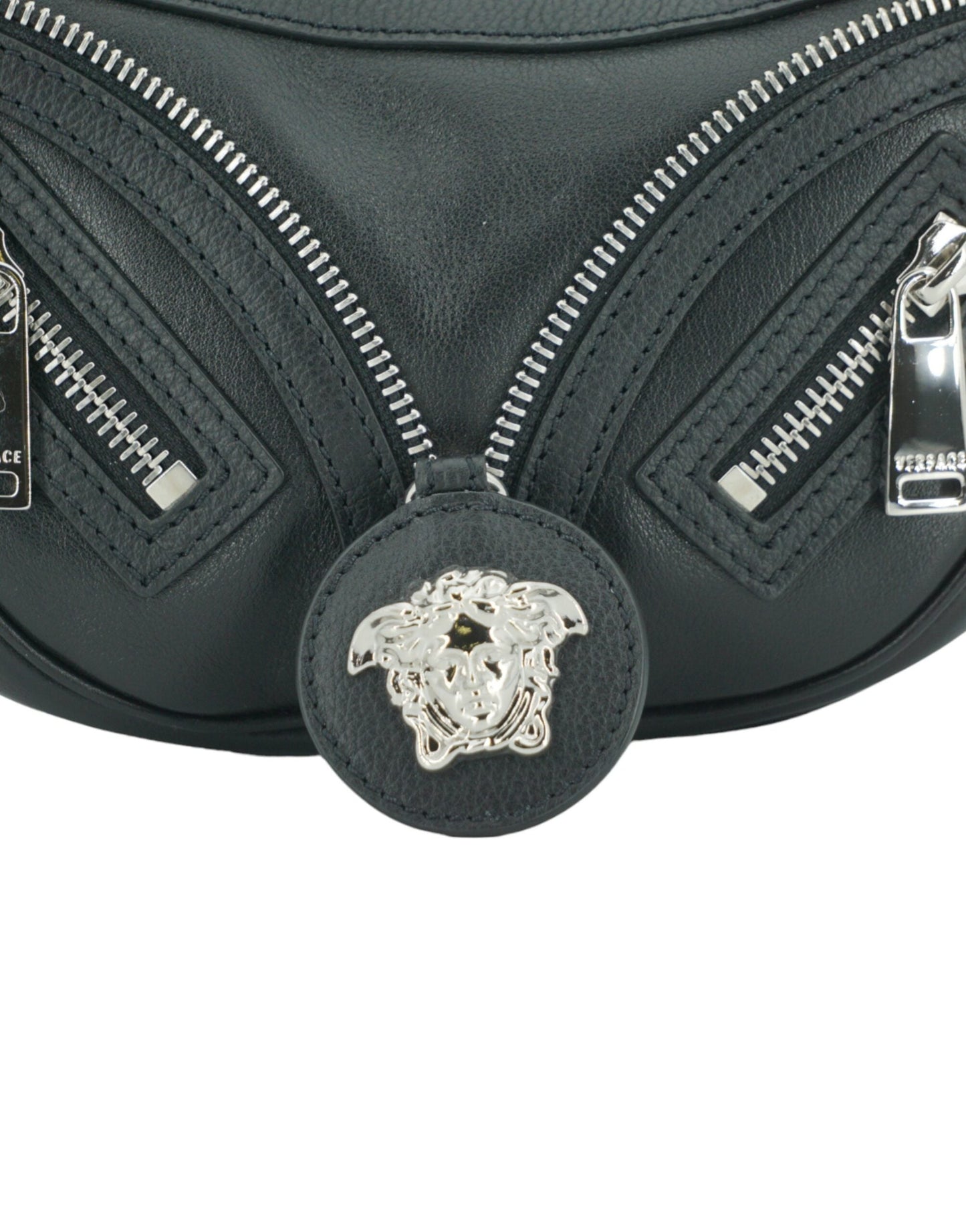 Versace Black Leather Hobo Mini Shoulder Bag | Fashionsarah.com