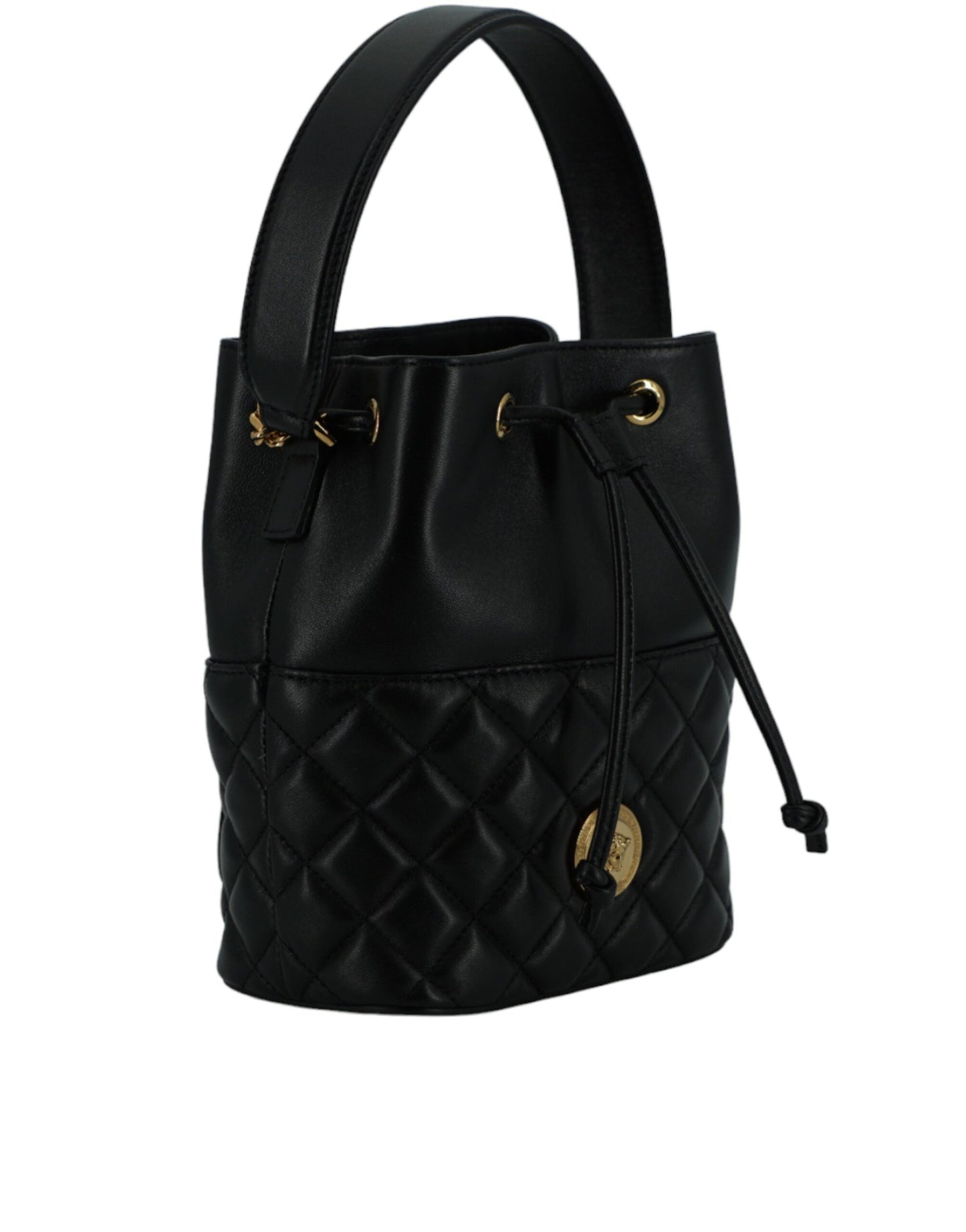 Versace Black Calf Leather Small Bucket Shoulder Bag | Fashionsarah.com