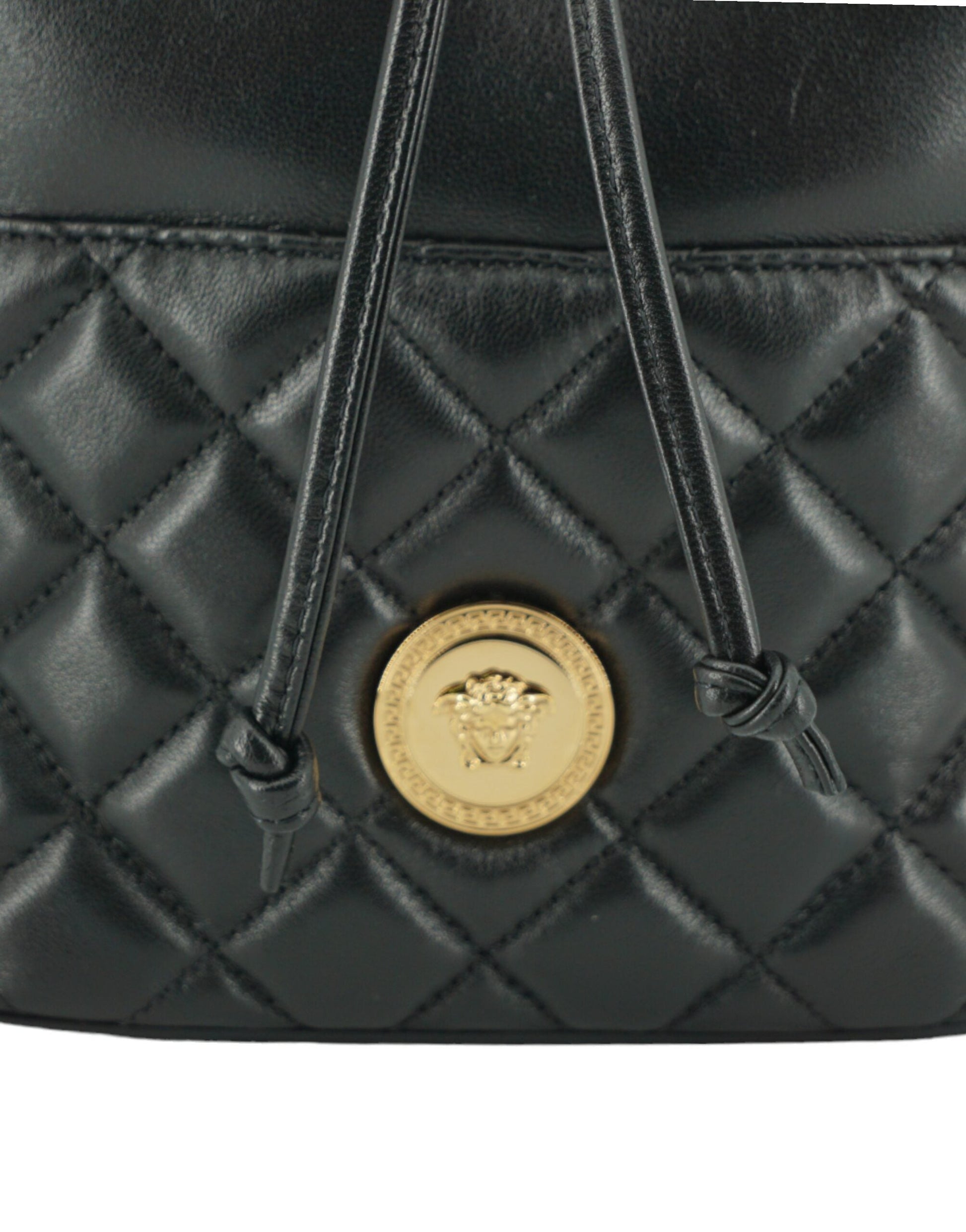 Versace Black Calf Leather Small Bucket Shoulder Bag | Fashionsarah.com