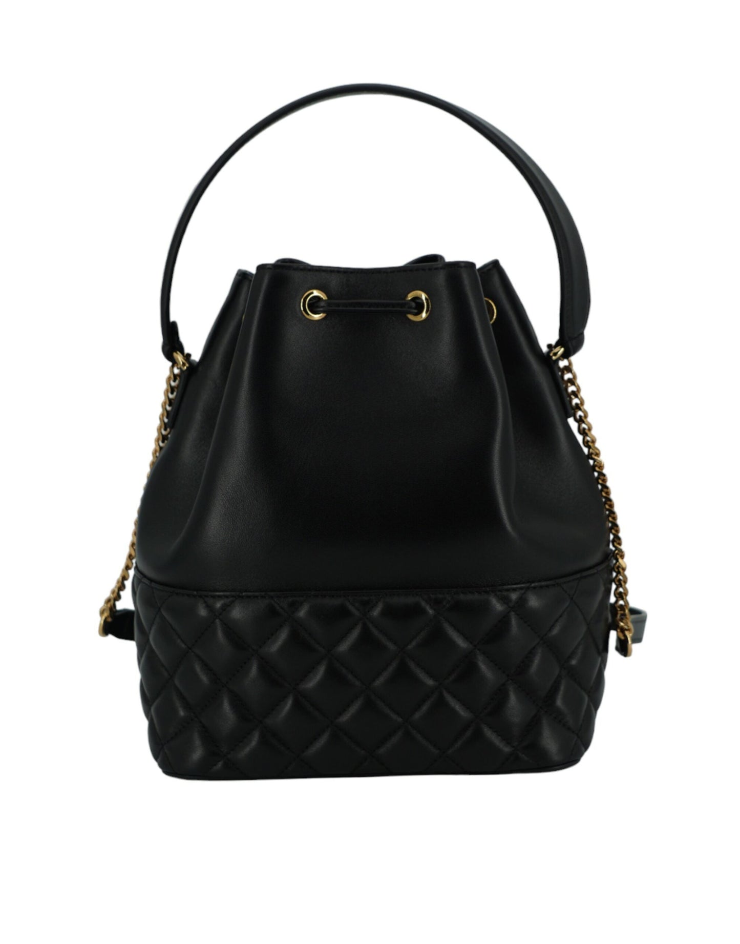 Fashionsarah.com Fashionsarah.com Versace Elegant Black Leather Medusa Bucket Shoulder Bag