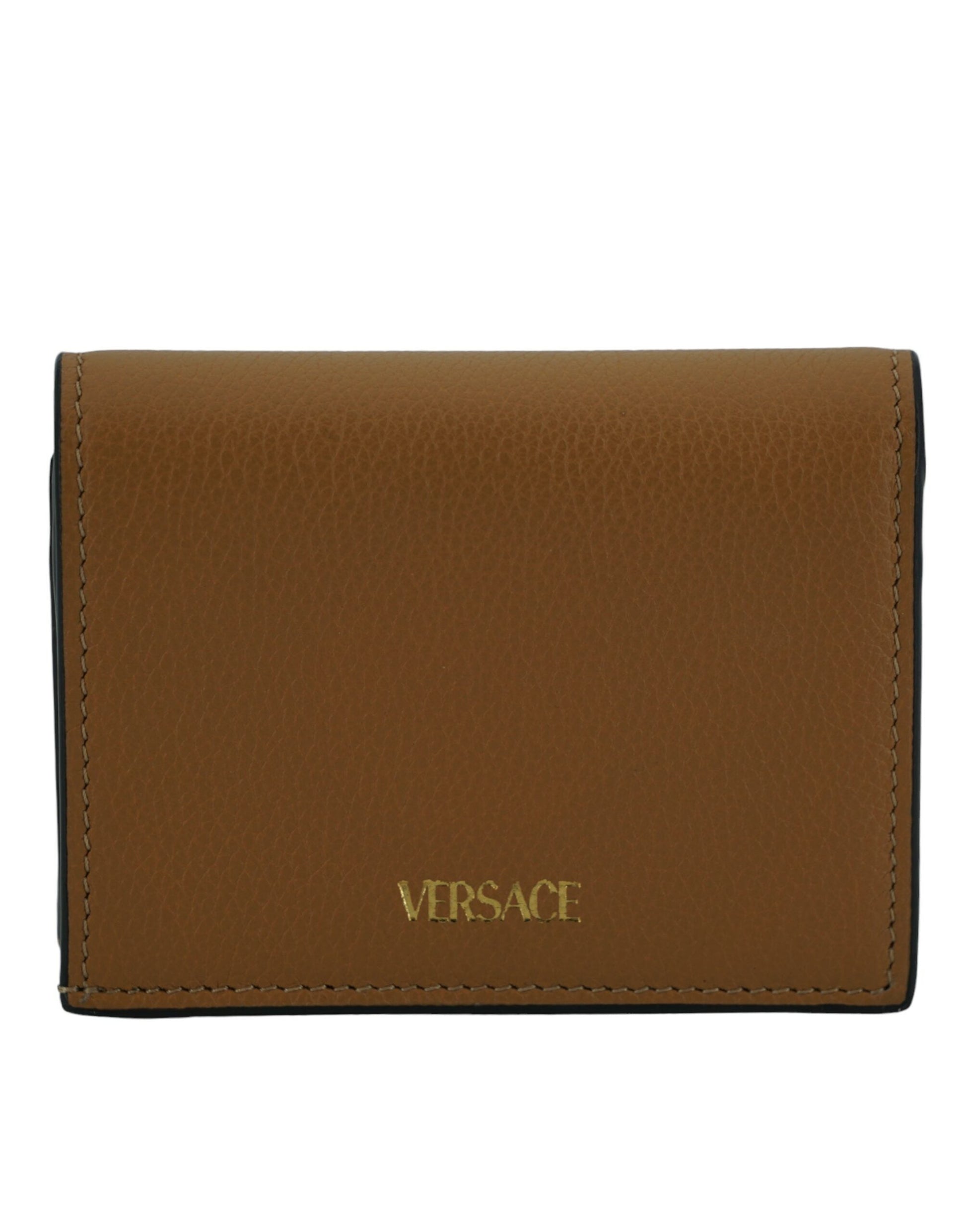 Versace Brown Calf Leather Compact Wallet | Fashionsarah.com