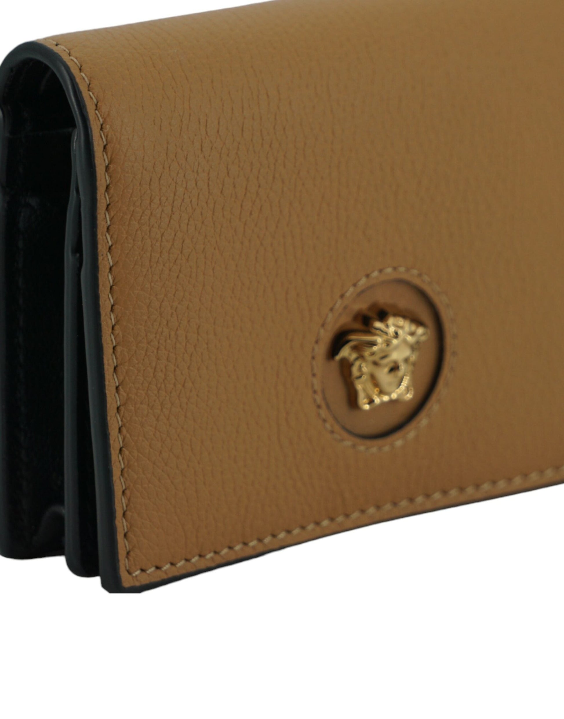 Versace Brown Calf Leather Compact Wallet | Fashionsarah.com