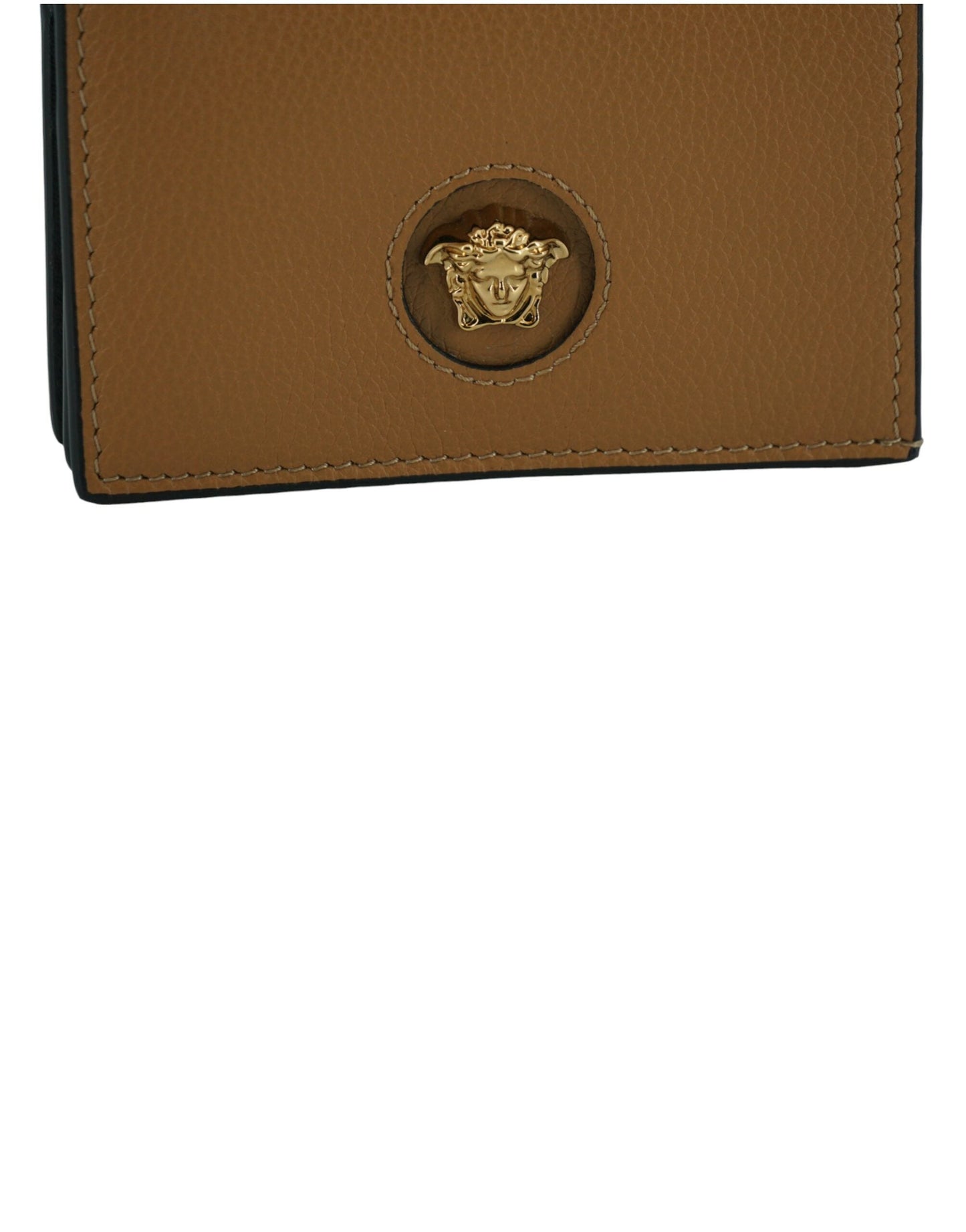 Versace Brown Calf Leather Compact Wallet | Fashionsarah.com