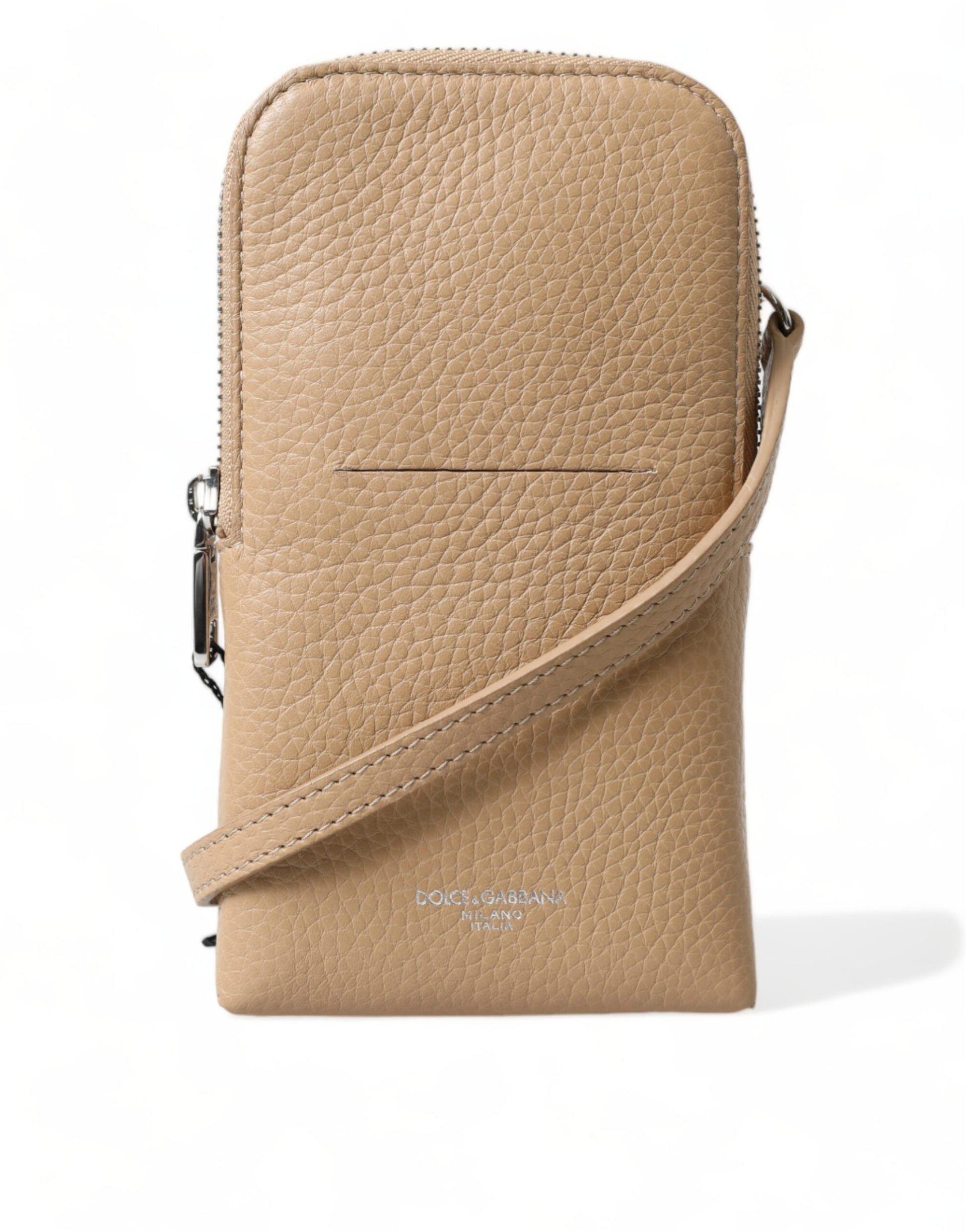 Dolce & Gabbana Beige Leather Purse Crossbody Sling Phone Bag | Fashionsarah.com