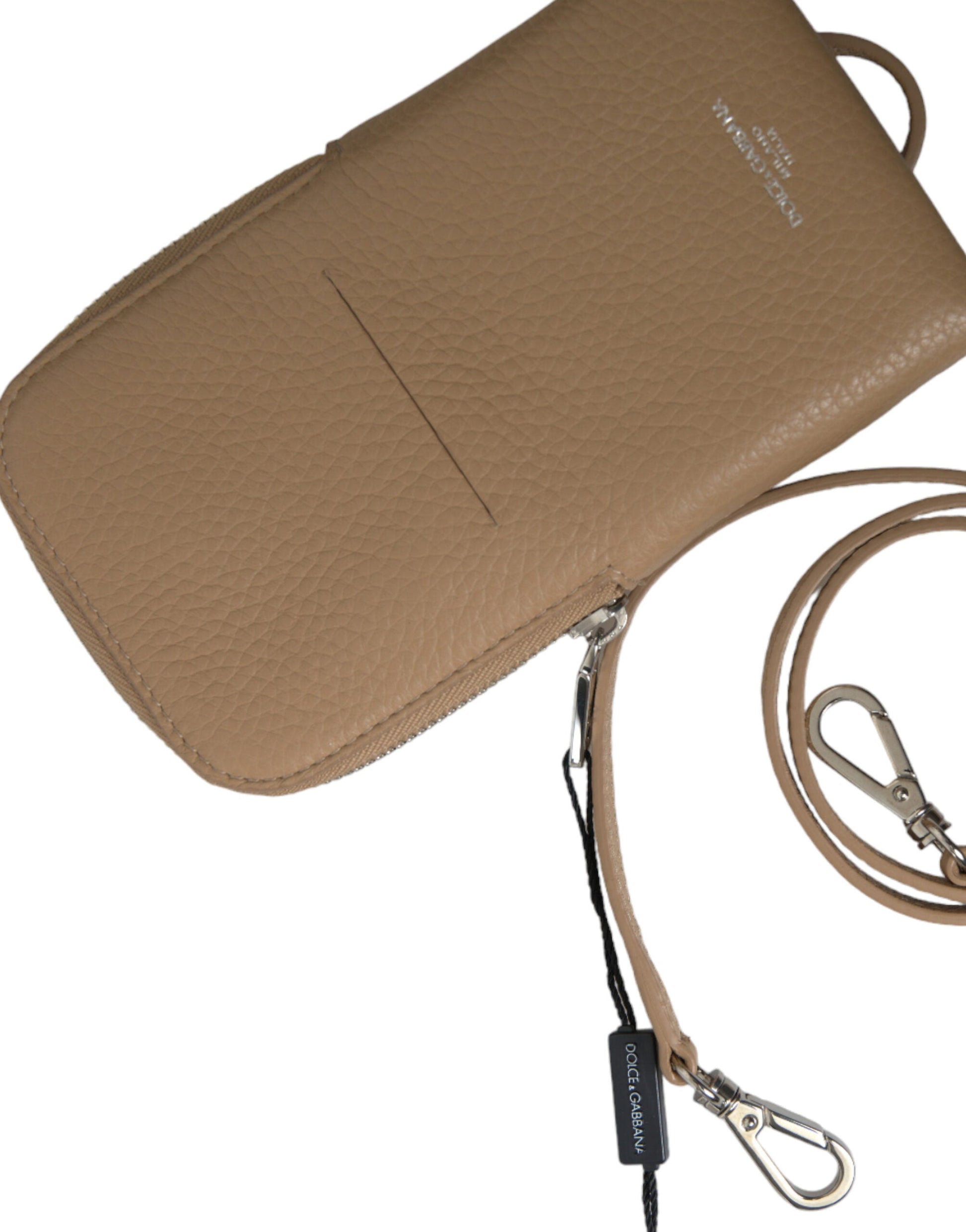 Dolce & Gabbana Beige Leather Purse Crossbody Sling Phone Bag | Fashionsarah.com