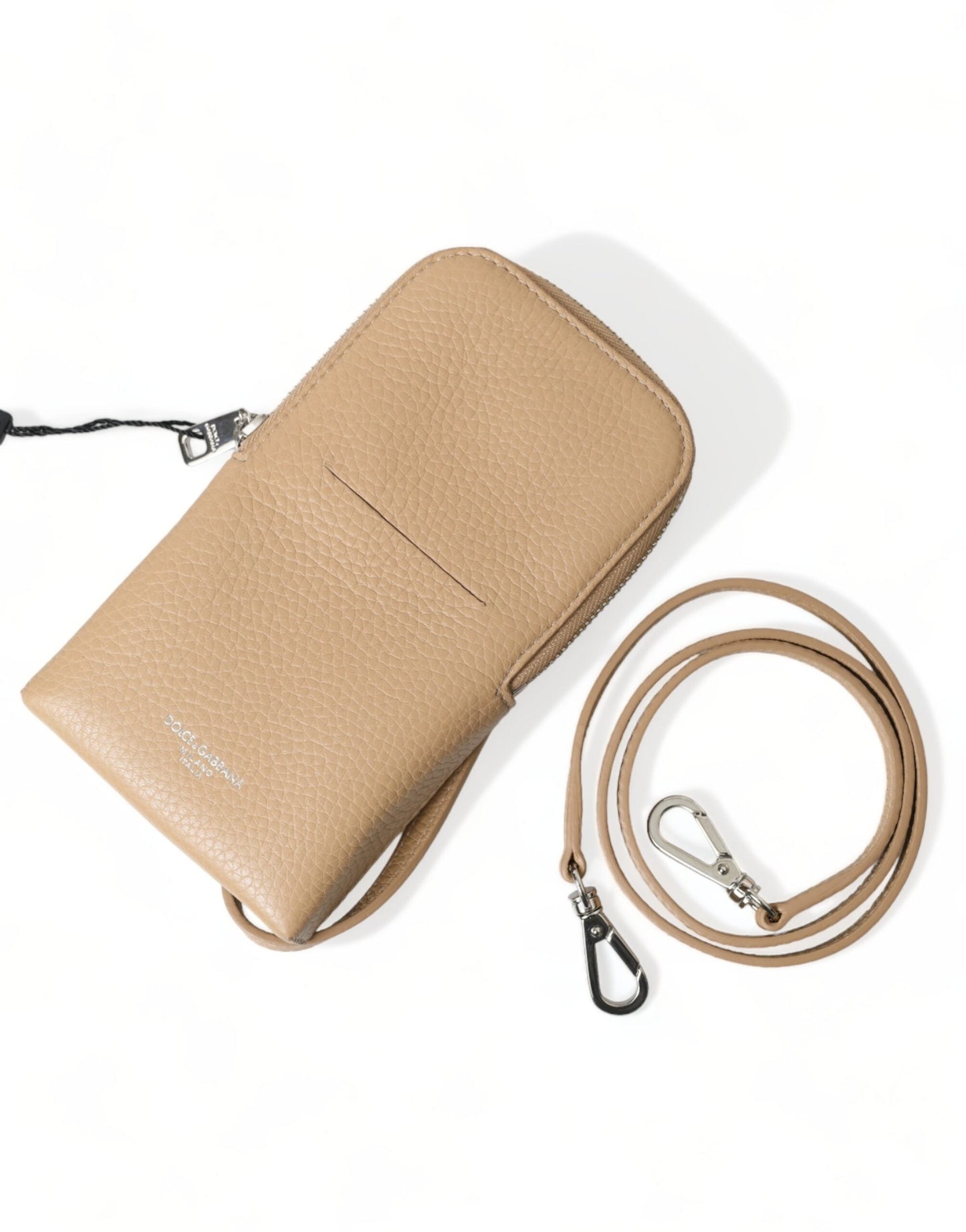 Dolce & Gabbana Beige Leather Purse Crossbody Sling Phone Bag | Fashionsarah.com