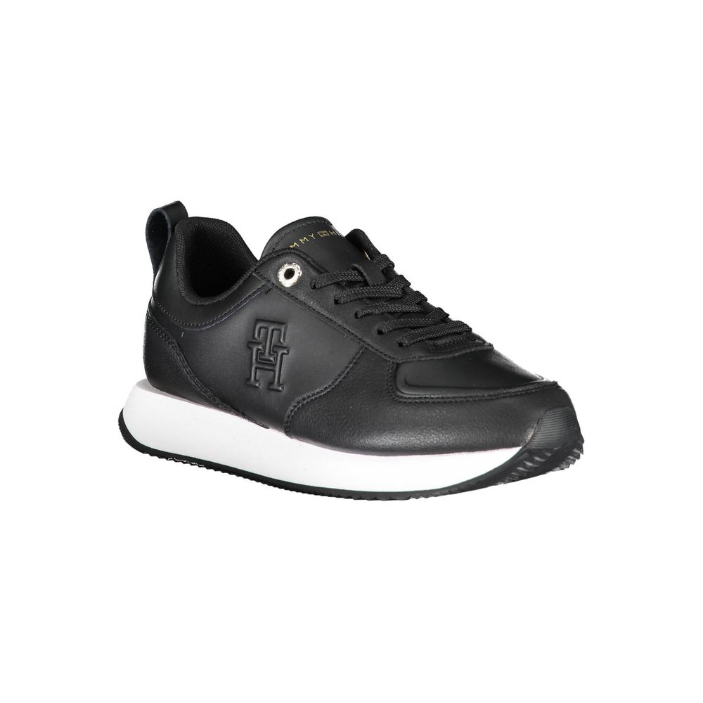 Tommy Hilfiger Eco-Conscious Black Sneakers with Logo Detail | Fashionsarah.com