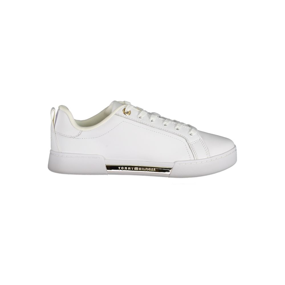 Fashionsarah.com Fashionsarah.com Tommy Hilfiger Chic White Lace-Up Sneakers with Contrast Detail