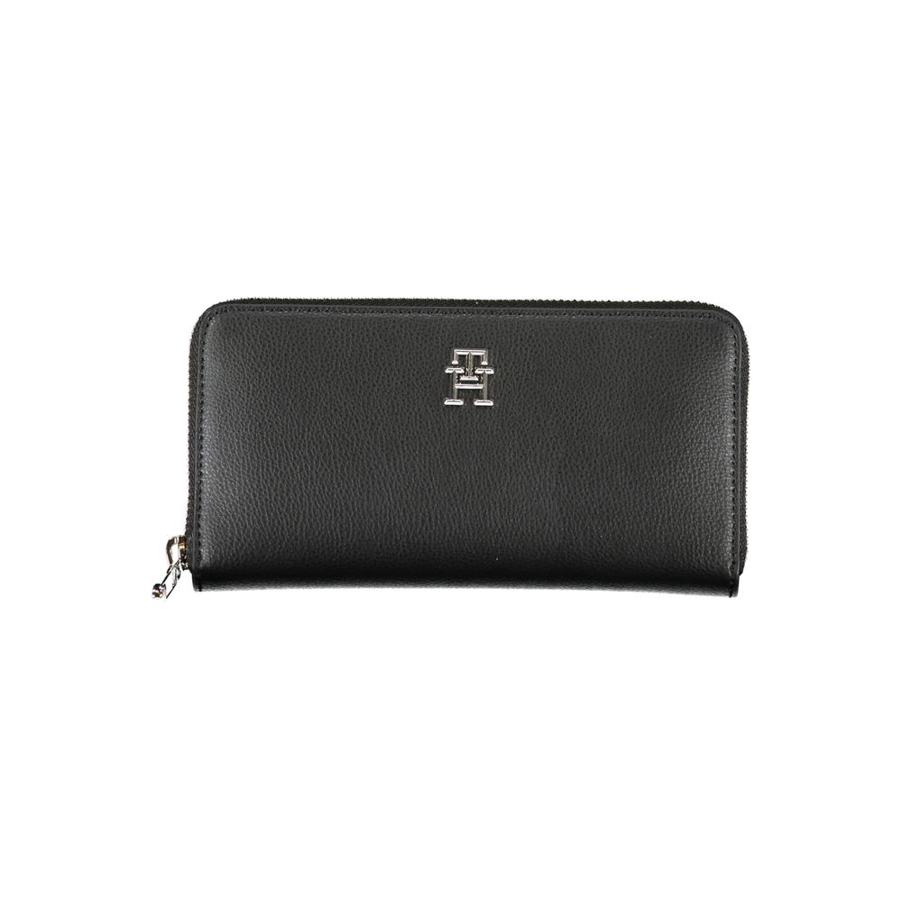 Fashionsarah.com Fashionsarah.com Tommy Hilfiger Sleek Zippered Black Wallet with Multiple Compartments