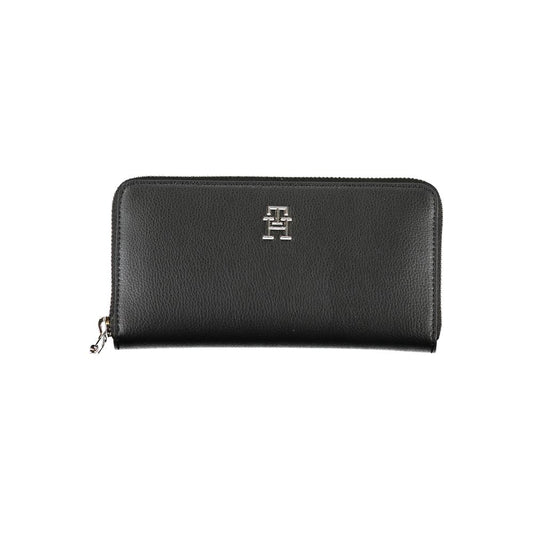 Fashionsarah.com Fashionsarah.com Tommy Hilfiger Sleek Zippered Black Wallet with Multiple Compartments