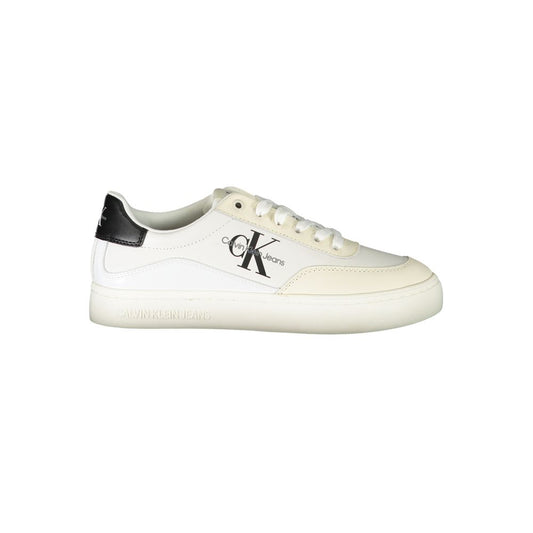 Fashionsarah.com Fashionsarah.com Calvin Klein Chic White Lace-Up Sneakers with Contrast Detailing