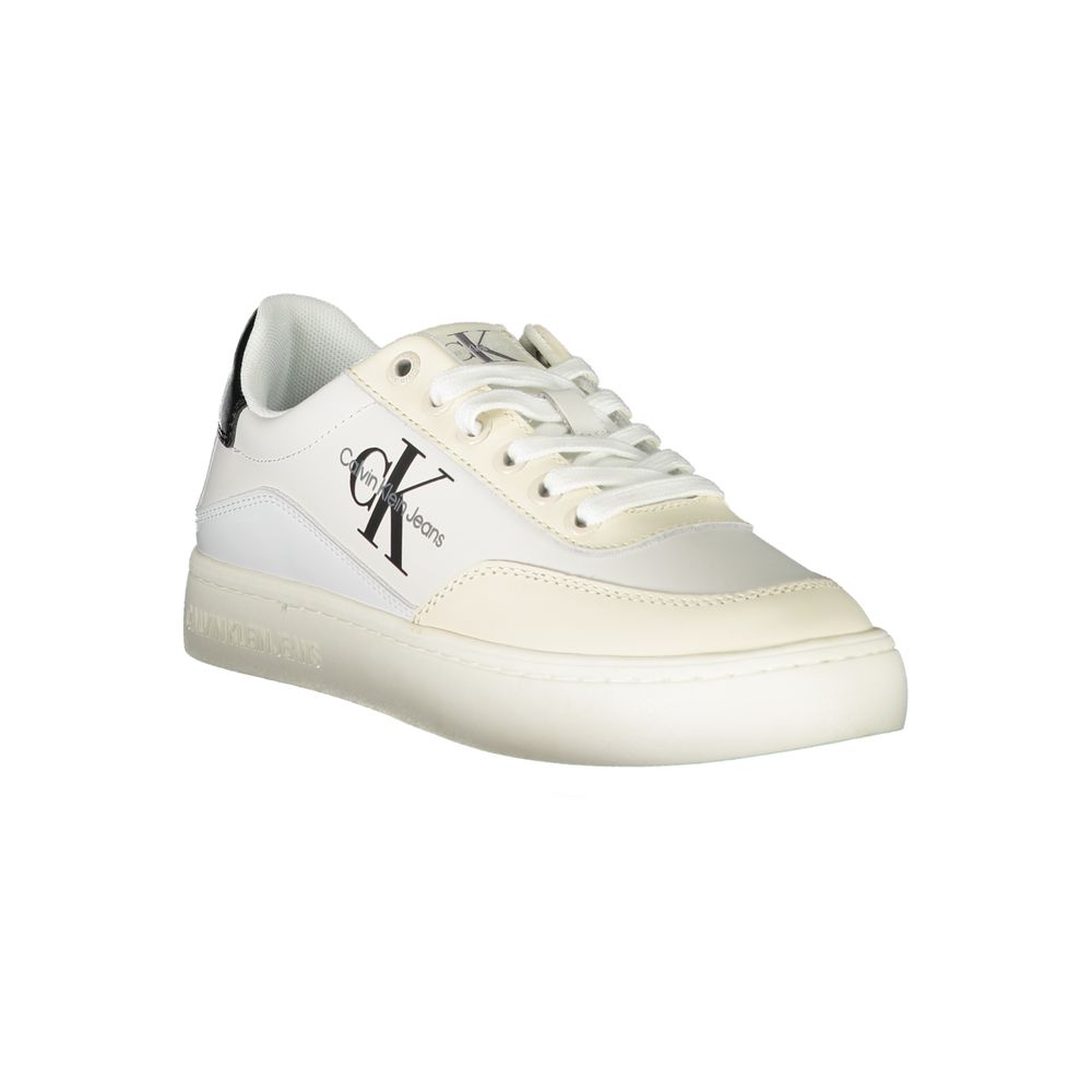 Fashionsarah.com Fashionsarah.com Calvin Klein Chic White Lace-Up Sneakers with Contrast Detailing