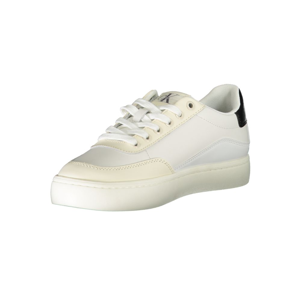 Fashionsarah.com Fashionsarah.com Calvin Klein Chic White Lace-Up Sneakers with Contrast Detailing