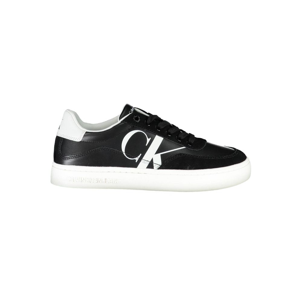 Fashionsarah.com Fashionsarah.com Calvin Klein Sleek Black Lace-Up Sneakers With Contrast Details