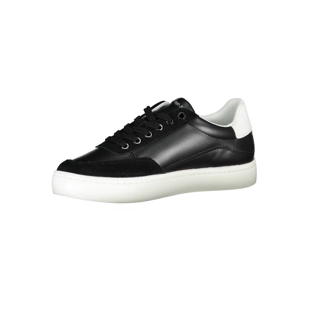 Fashionsarah.com Fashionsarah.com Calvin Klein Sleek Black Lace-Up Sneakers With Contrast Details