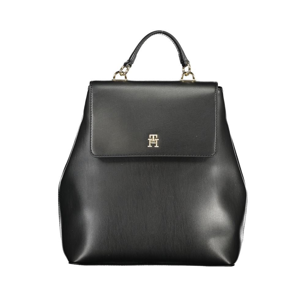 Tommy Hilfiger Eco-Chic Black Backpack with Automatic Closure | Fashionsarah.com