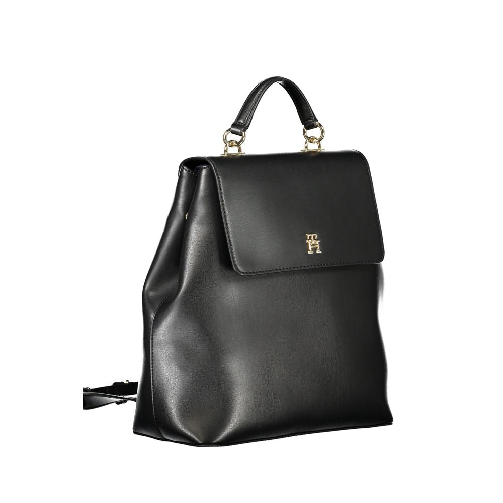 Tommy Hilfiger Eco-Chic Black Backpack with Automatic Closure | Fashionsarah.com