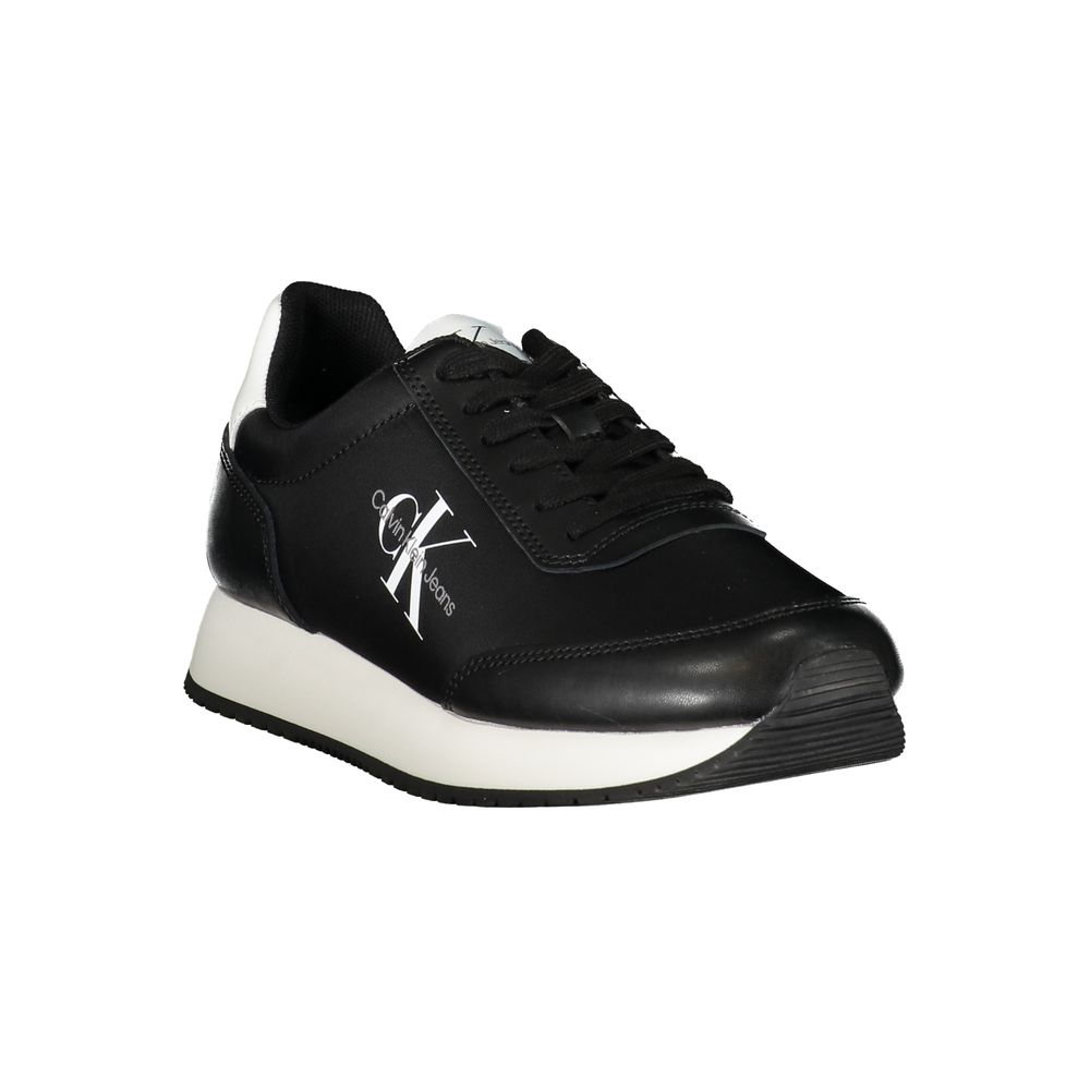 Fashionsarah.com Fashionsarah.com Calvin Klein Sleek Black Lace-Up Sneakers with Contrast Details