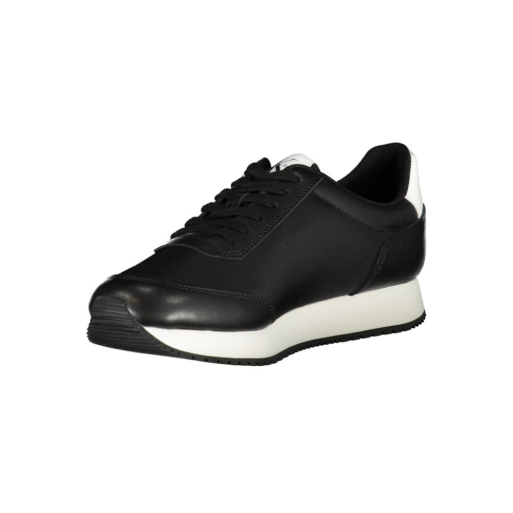 Fashionsarah.com Fashionsarah.com Calvin Klein Sleek Black Lace-Up Sneakers with Contrast Details