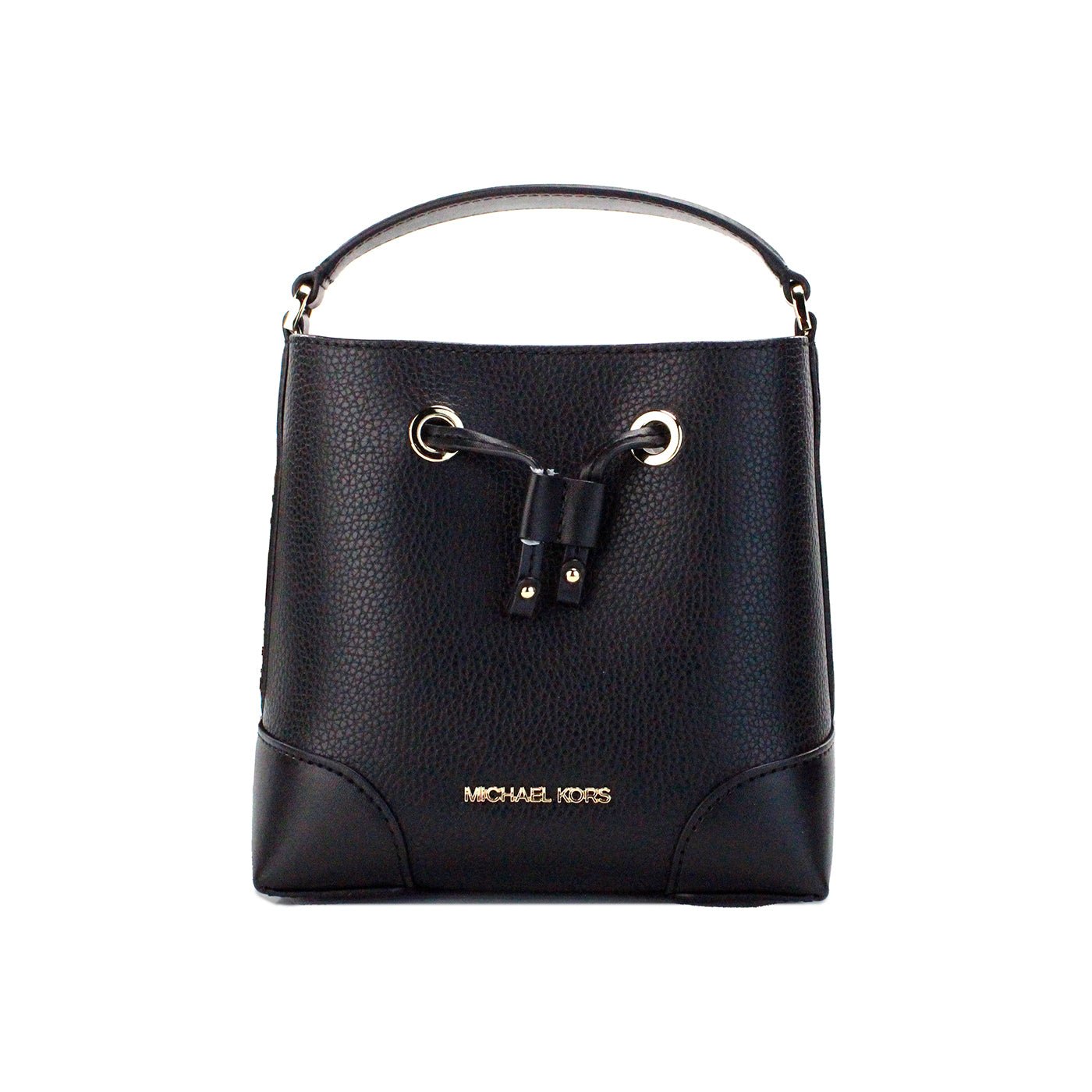 Michael Kors Mercer Small Black Pebbled Leather Bucket Bag | Fashionsarah.com