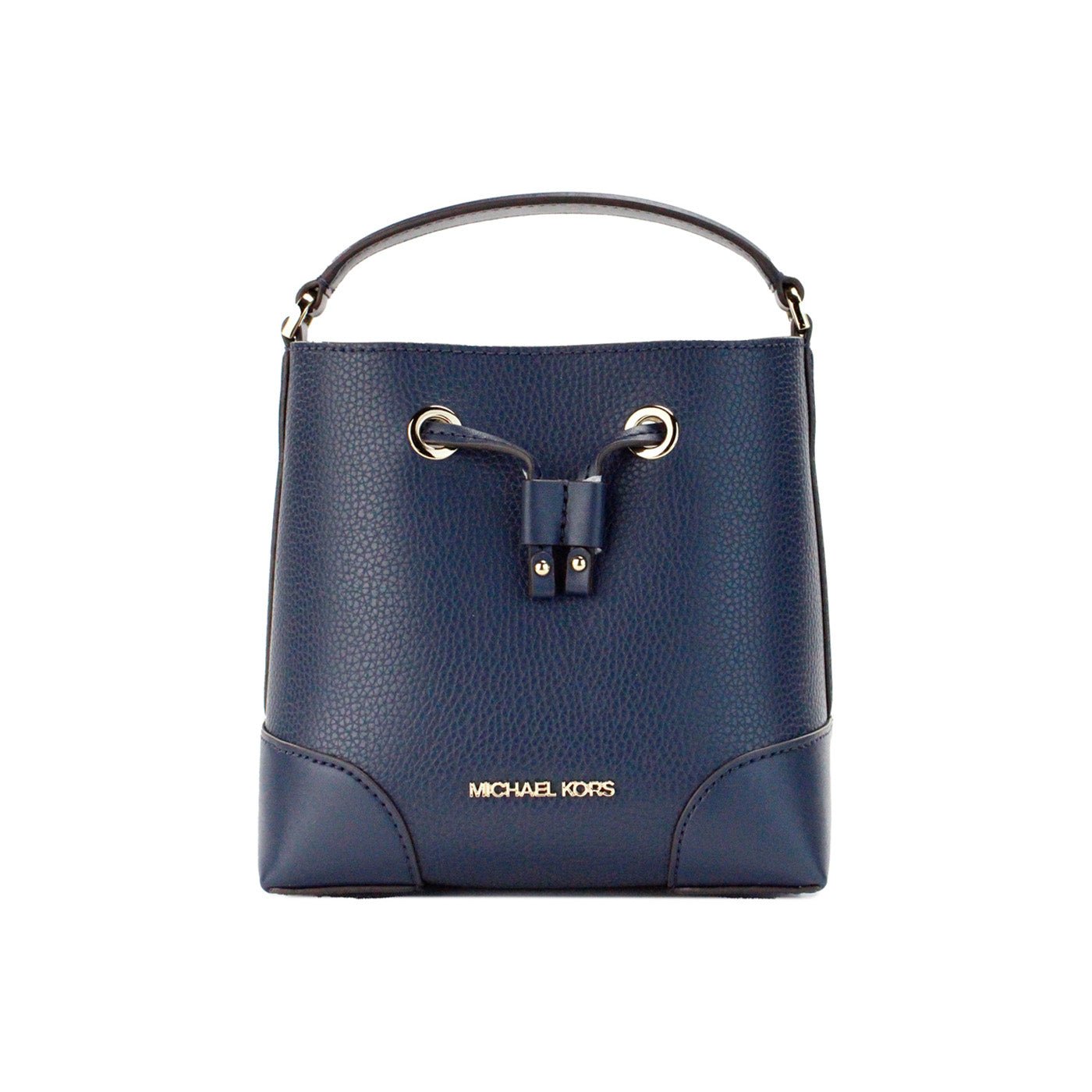 Michael Kors Mercer Small Navy Pebbled Leather Bucket Crossbody Bag | Fashionsarah.com