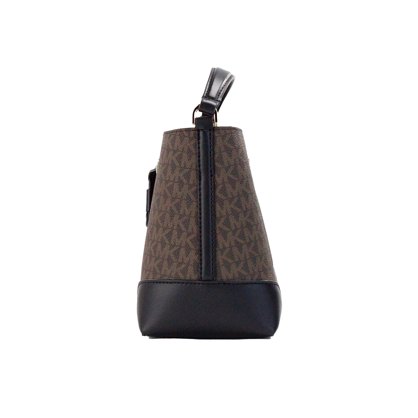 Michael Kors Mercer Small Brown Black Signature Leather Bucket Crossbody Bag | Fashionsarah.com