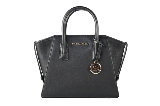 Michael Kors Avril Small Black Pebble Leather Top Zip Satchel Crossbody Bag | Fashionsarah.com