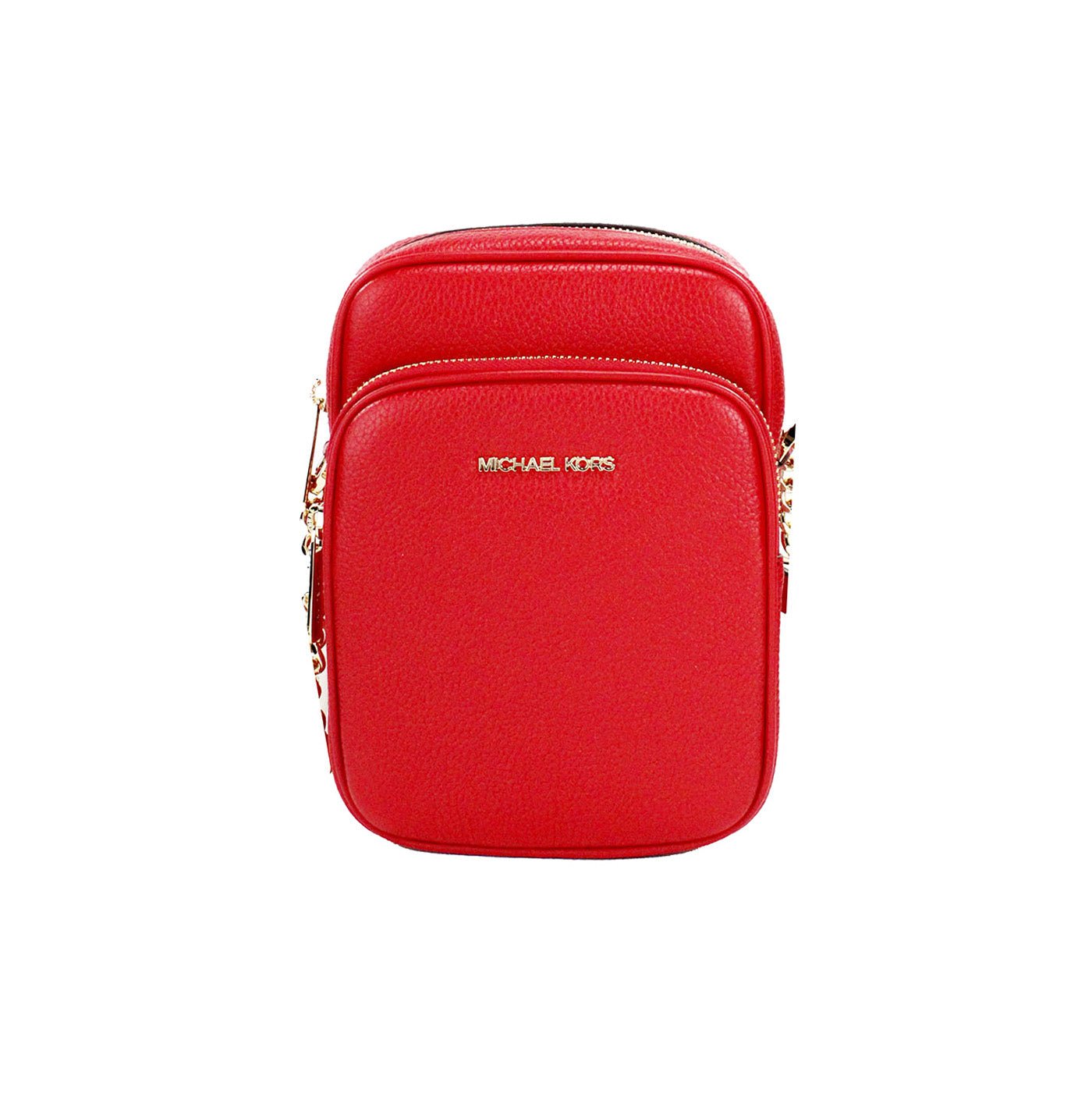 Michael Kors Jet Set Bright Red Pebbled Leather North South Chain Crossbody Bag | Fashionsarah.com