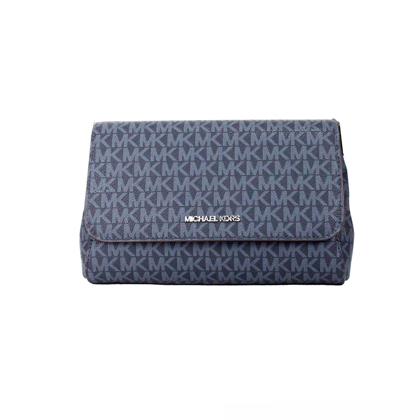 Michael Kors Jet Set Medium Navy Blue PVC Convertible Pouchette Crossbody Bag | Fashionsarah.com