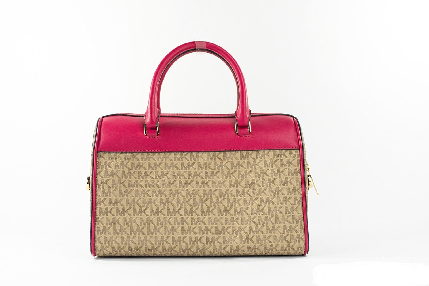 Michael Kors Travel Medium Carmine Pink Signature PVC Duffle Crossbody Bag | Fashionsarah.com