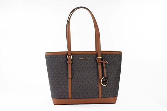 Michael Kors Jet Set Travel Small Brown PVC Shoulder Tote Bag | Fashionsarah.com