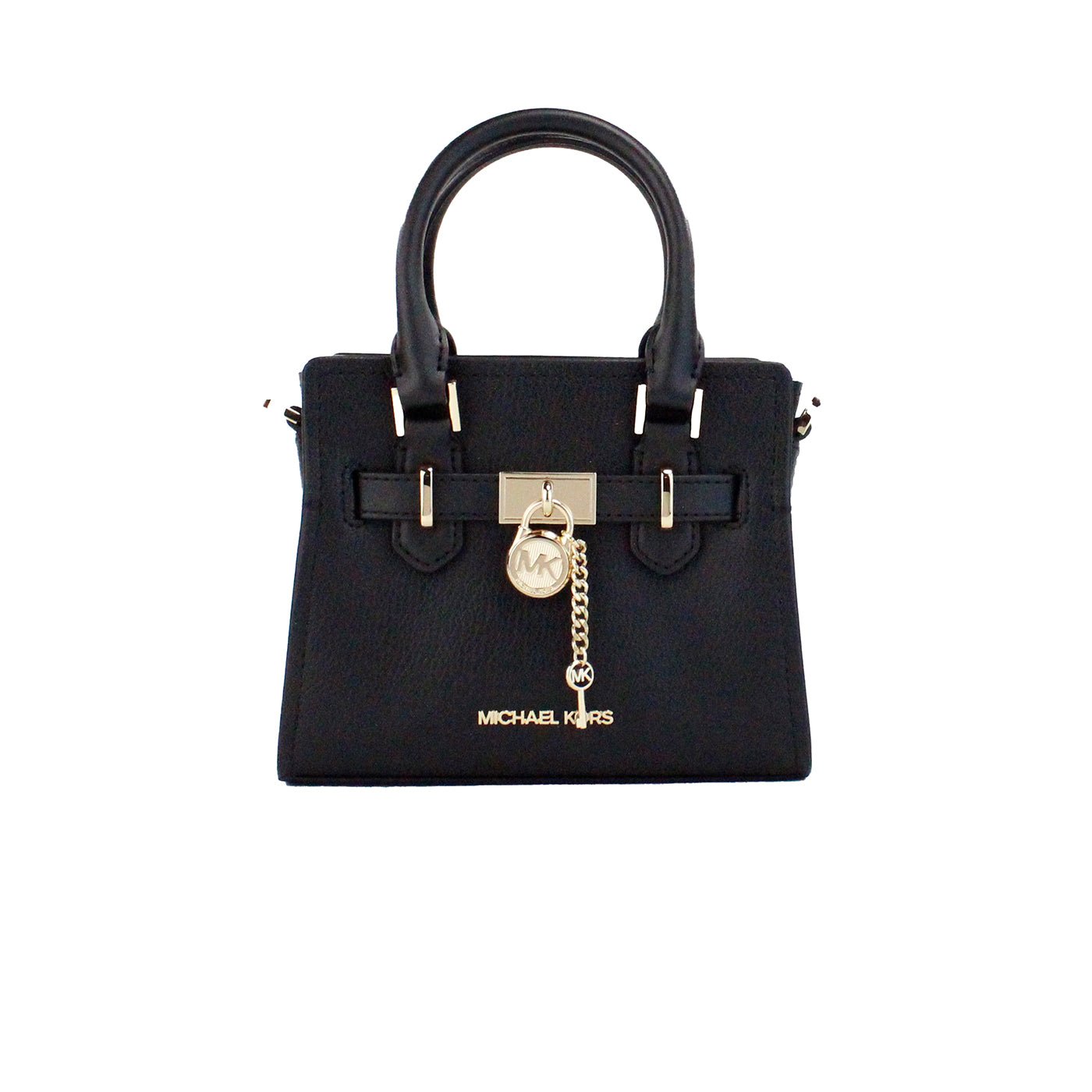 Michael Kors Hamilton XS Small Black Grained Leather Satchel Bag | Fashionsarah.com