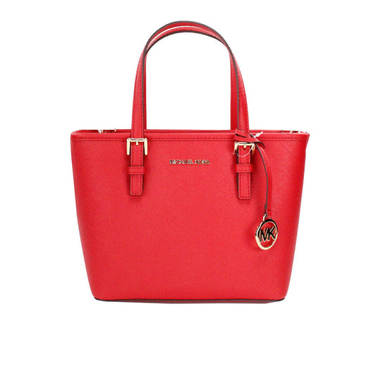 Michael Kors Jet Set Bright Red Leather XS Carryall Top Zip Tote Bag | Fashionsarah.com