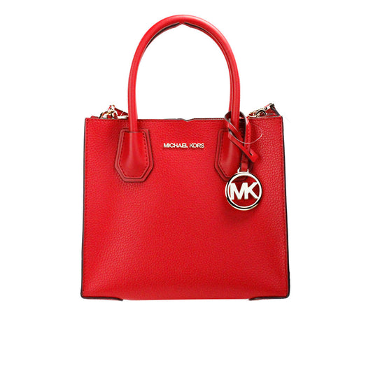 Michael Kors Mercer Medium Bright Red Pebble Leather Messenger Crossbody Bag | Fashionsarah.com