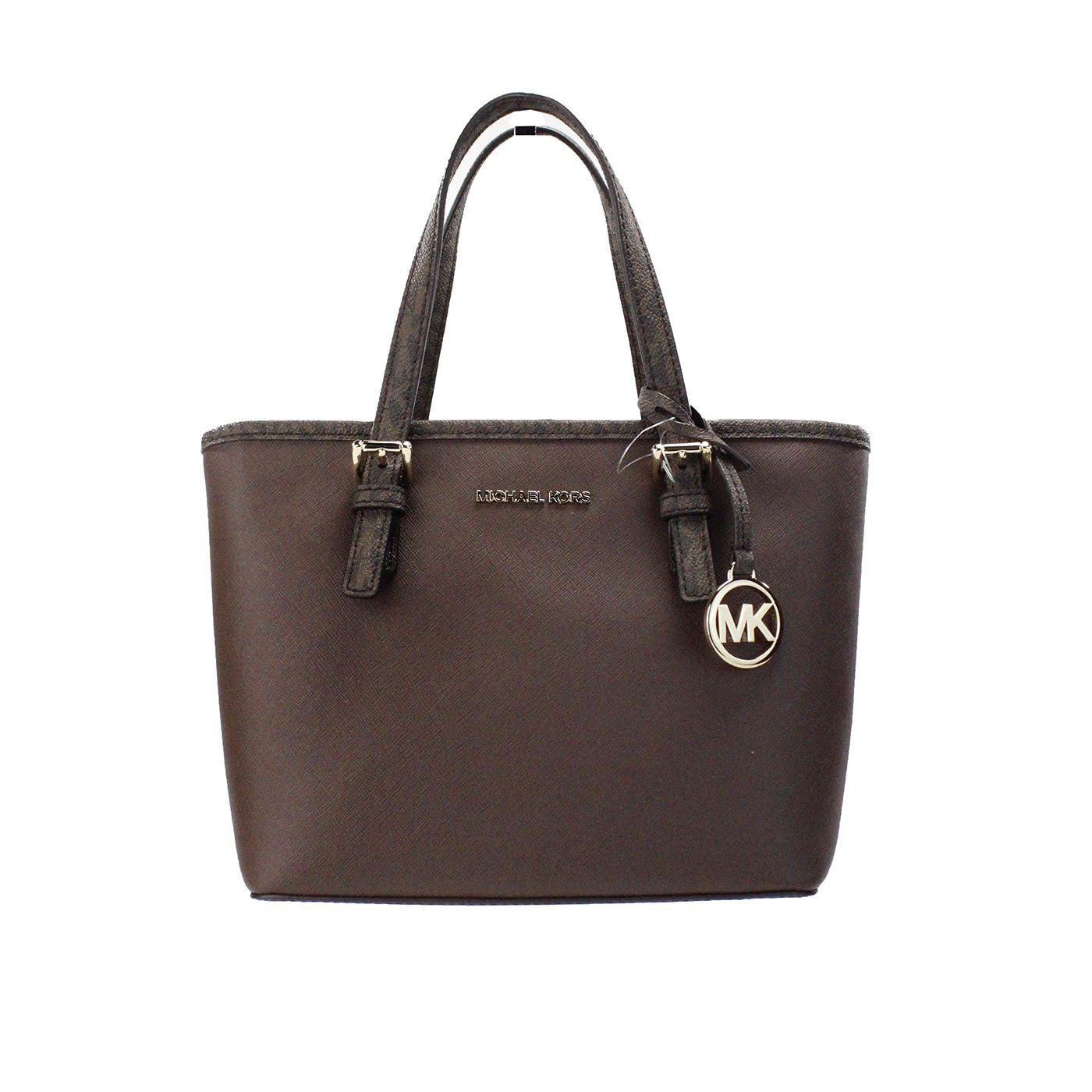 Michael Kors Jet Set Mocha Leather XS Carryall Top Zip Tote Bag | Fashionsarah.com