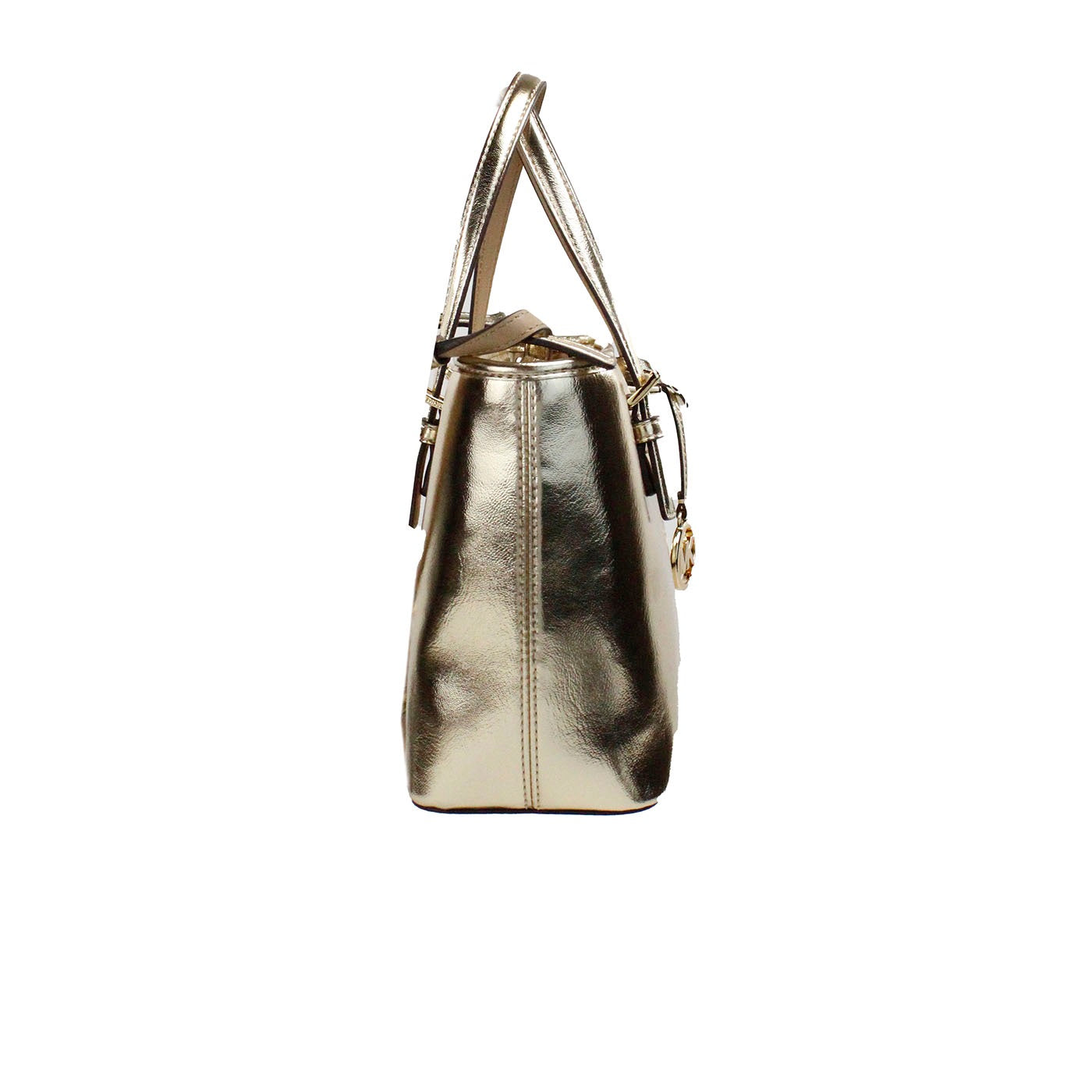 Michael Kors Jet Set Pale Gold Metallic XS Carryall Top Zip Tote Bag | Fashionsarah.com