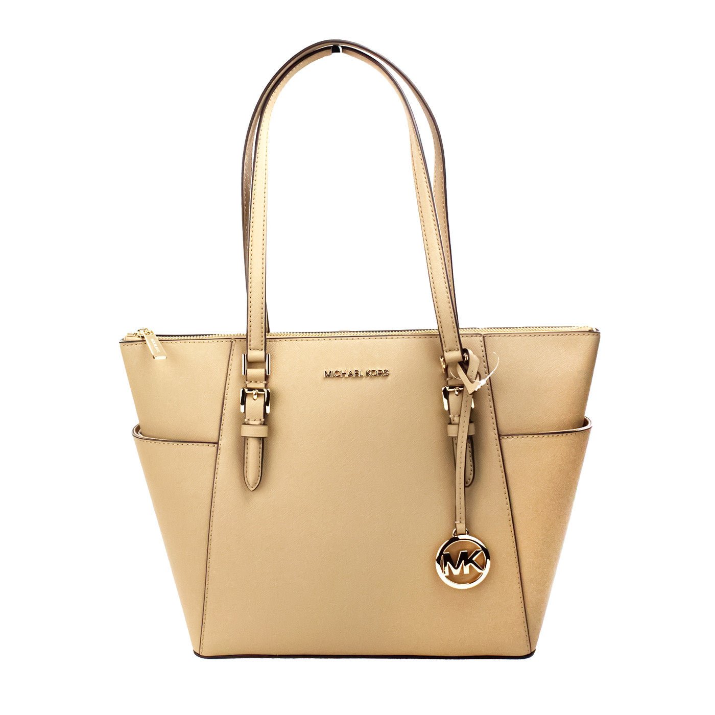 Michael Kors Charlotte Camel Large Leather Top Zip Tote Bag | Fashionsarah.com